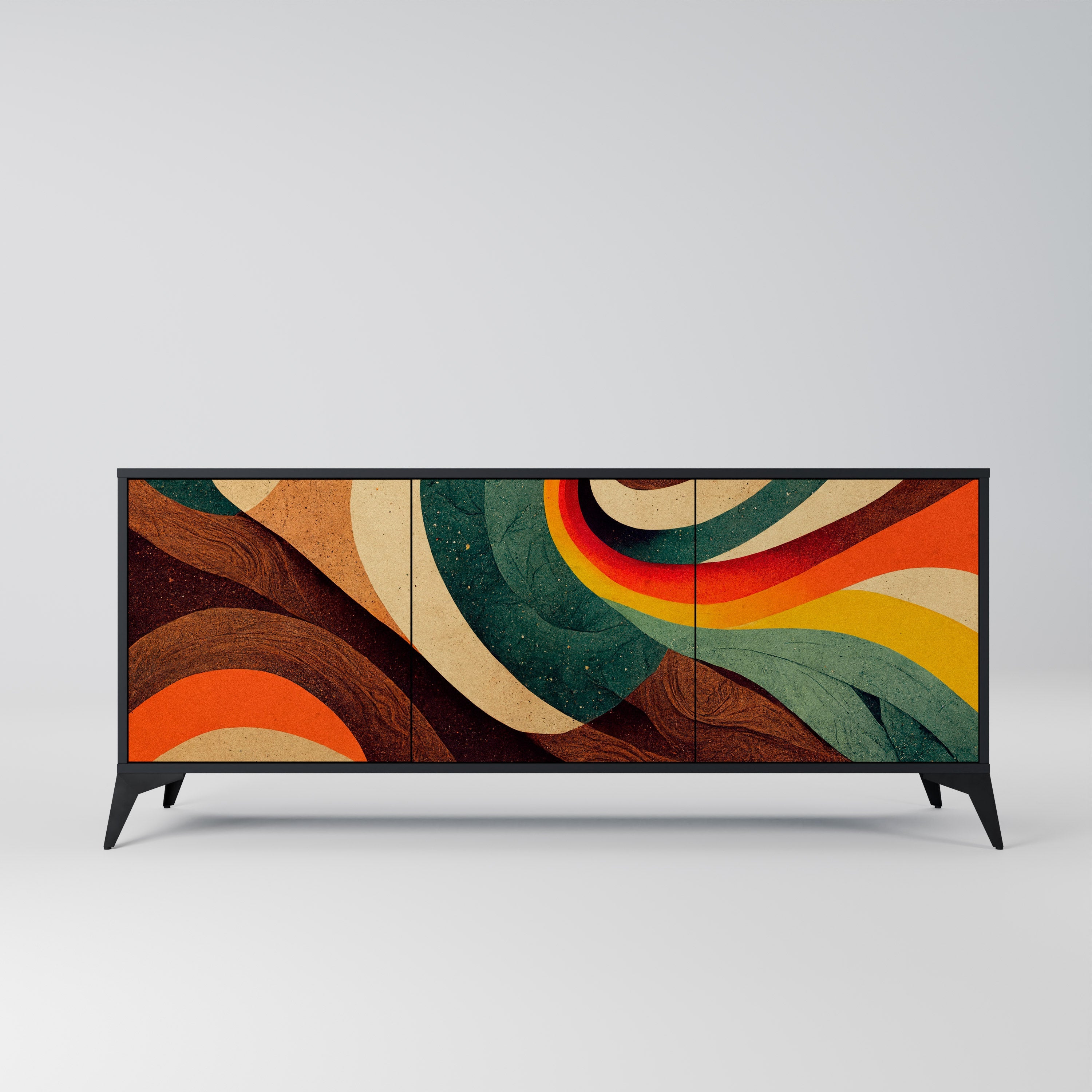 COLORFUL STRANDS 3-türiges Sideboard in Schwarz