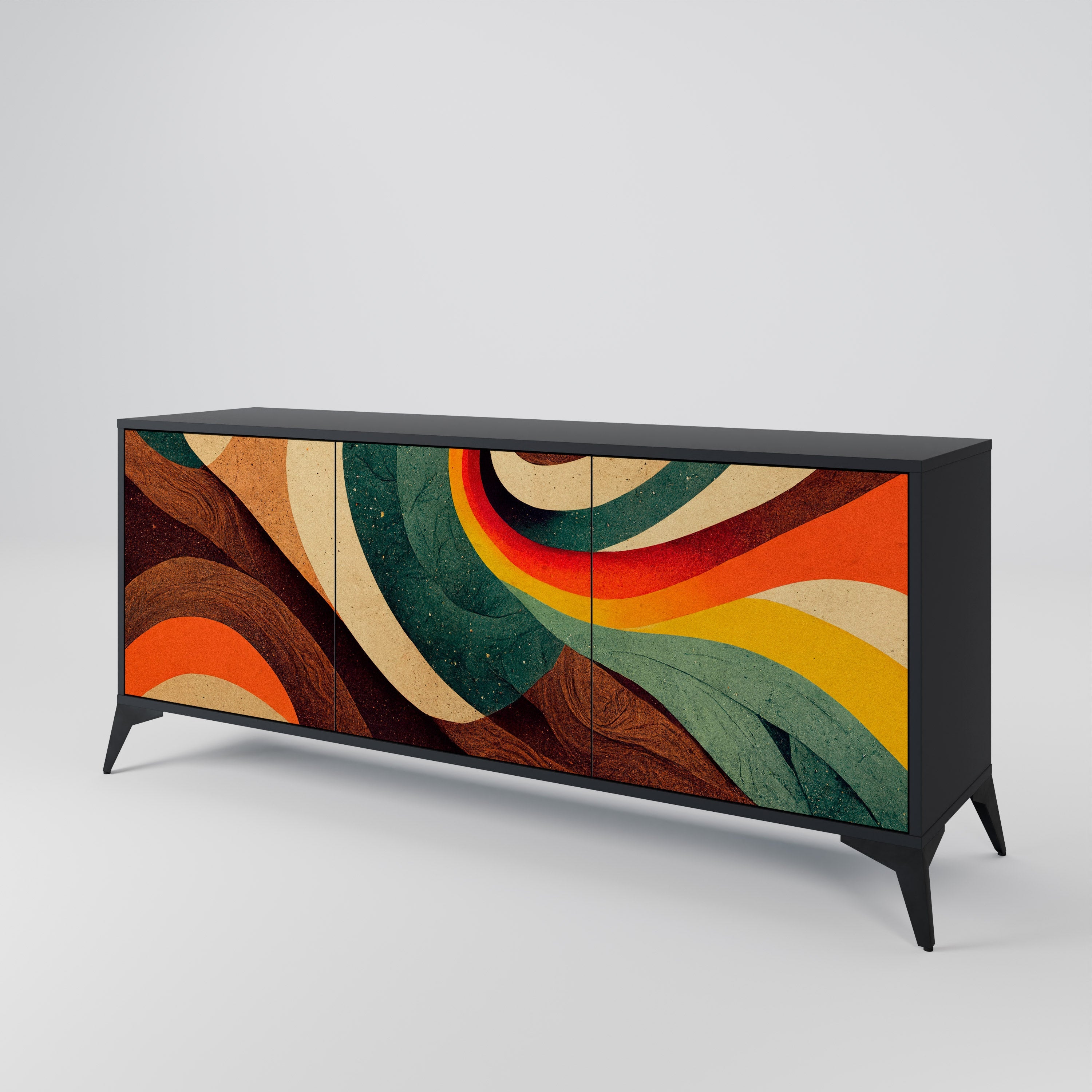COLORFUL STRANDS 3-türiges Sideboard in Schwarz