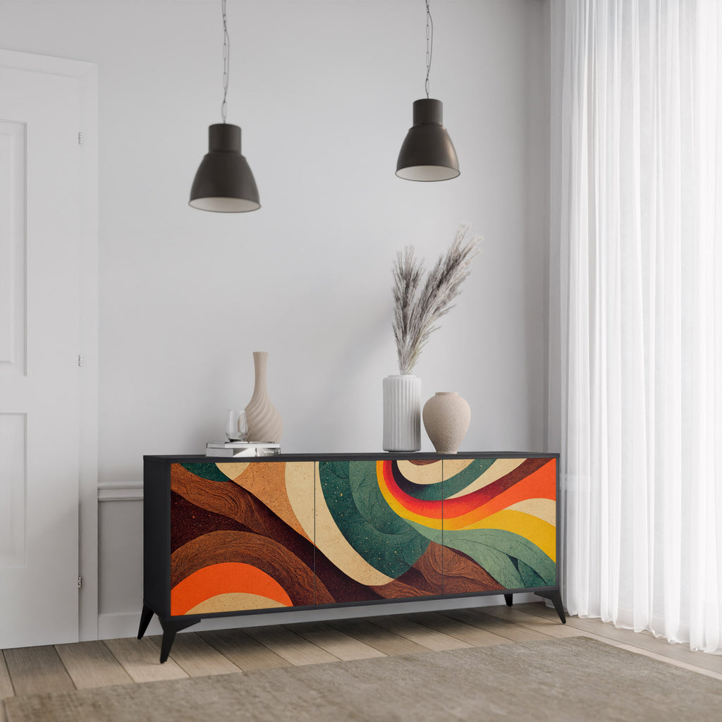 COLORFUL STRANDS 3-türiges Sideboard in Schwarz