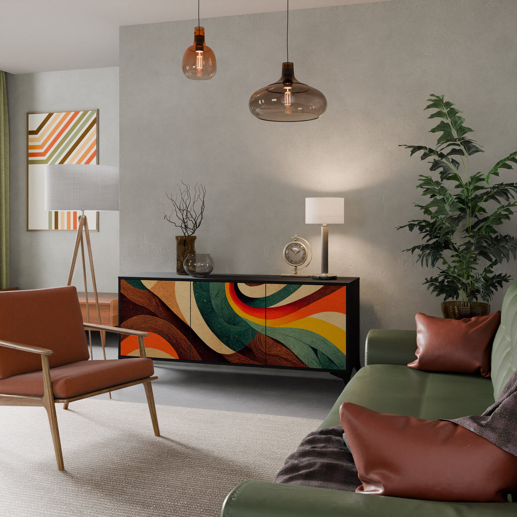 COLORFUL STRANDS 3-türiges Sideboard in Schwarz