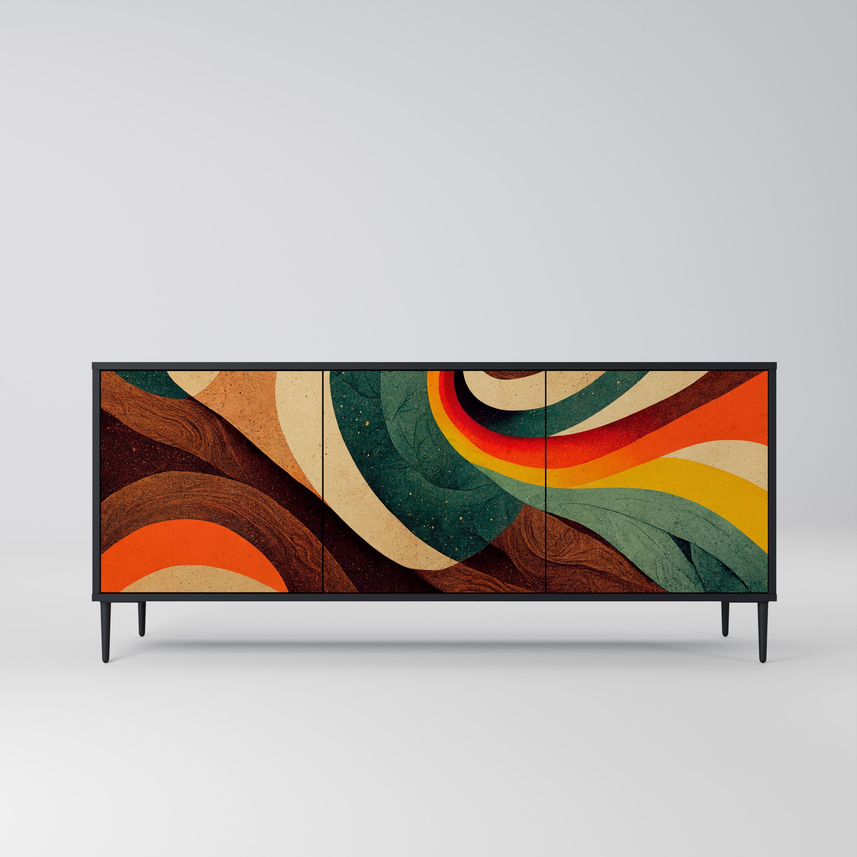 COLORFUL STRANDS 3-türiges Sideboard in Schwarz