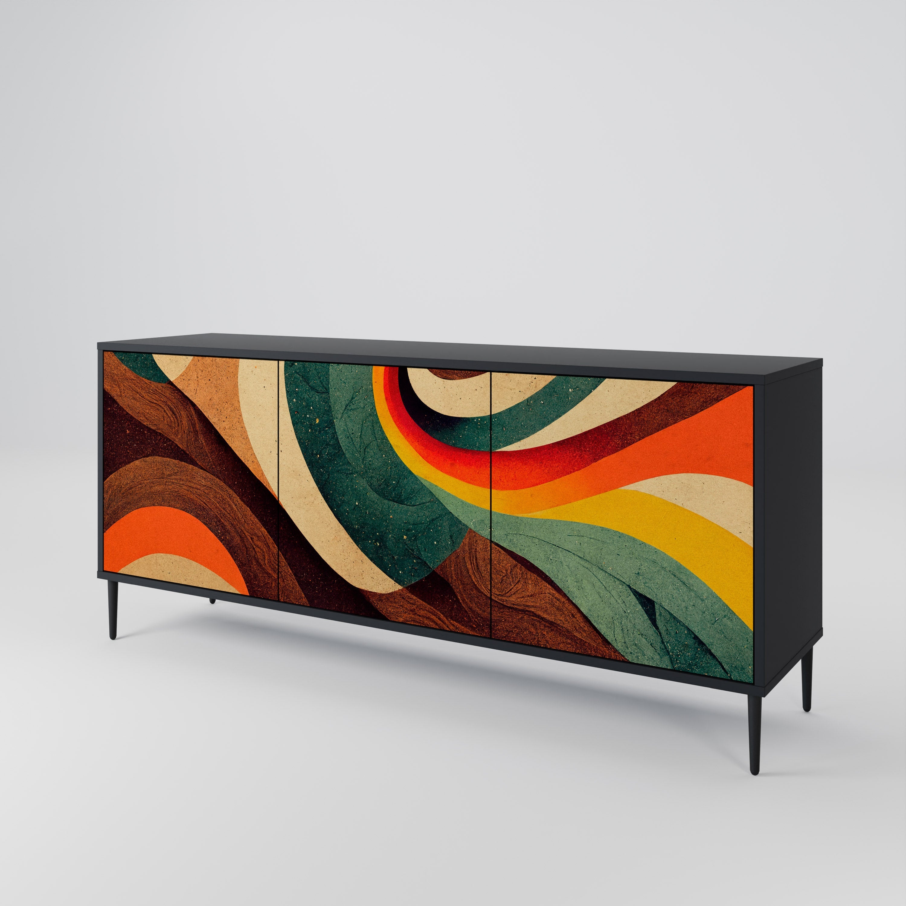 COLORFUL STRANDS 3-türiges Sideboard in Schwarz