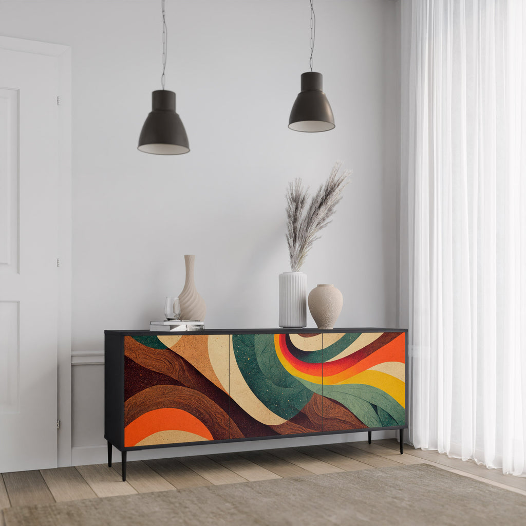 COLORFUL STRANDS 3-türiges Sideboard in Schwarz