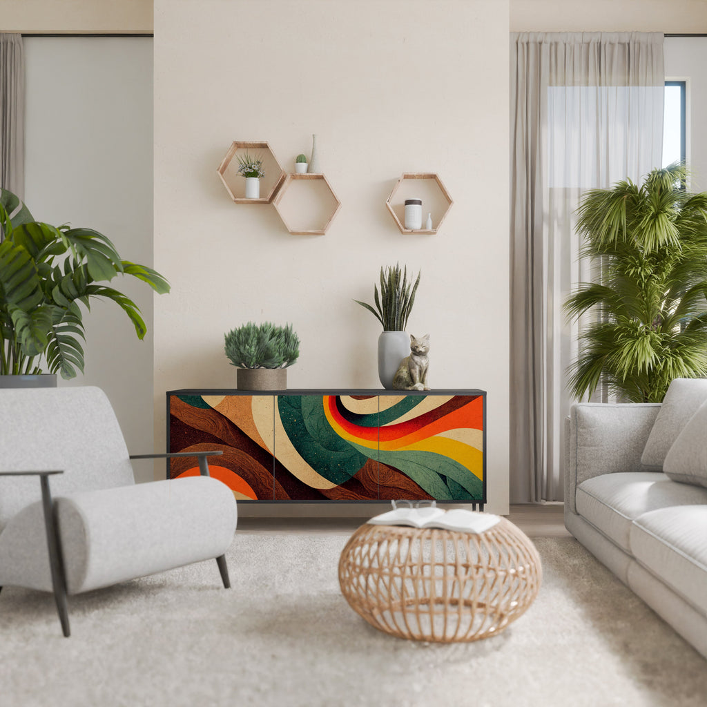 COLORFUL STRANDS 3-türiges Sideboard in Schwarz