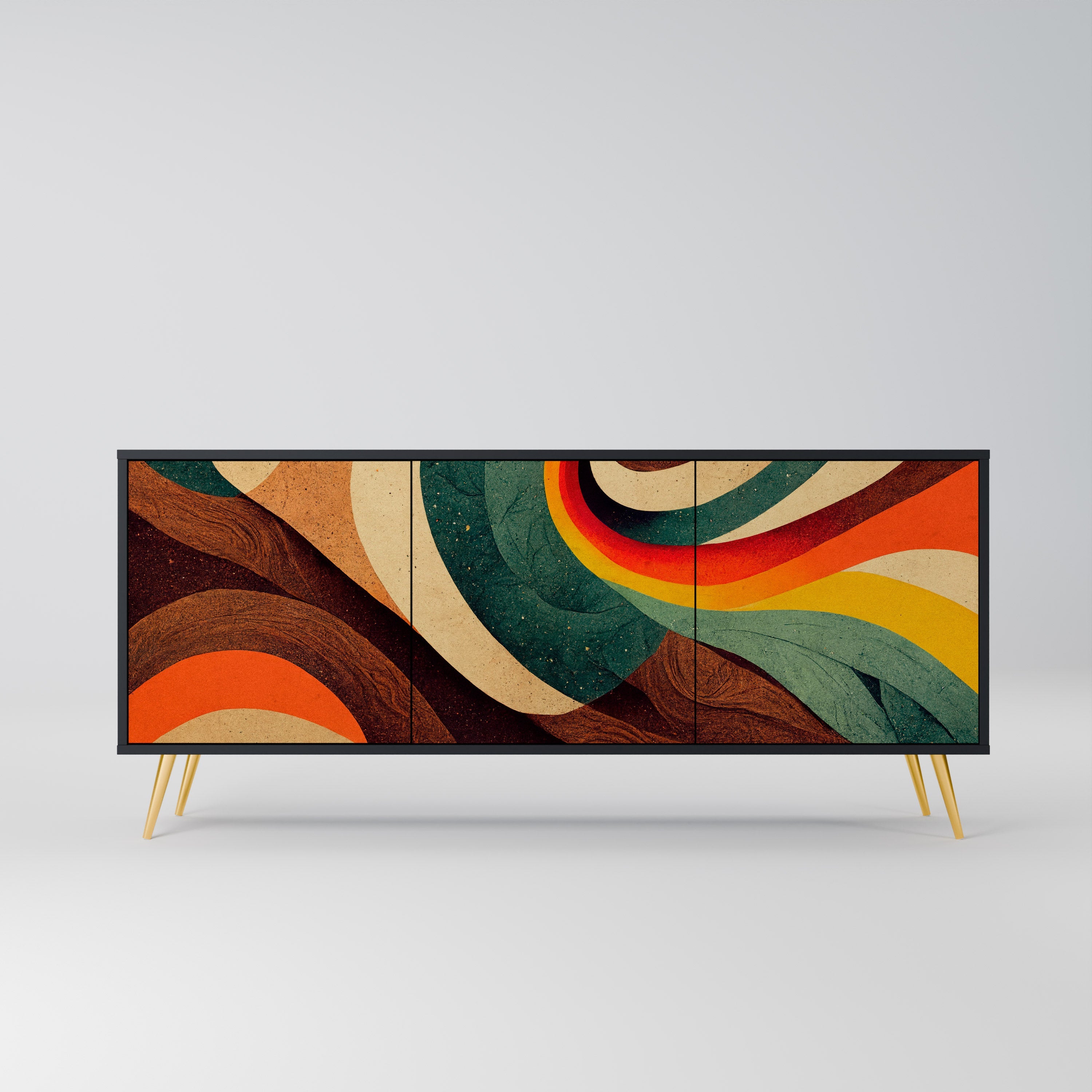COLORFUL STRANDS 3-türiges Sideboard in Schwarz