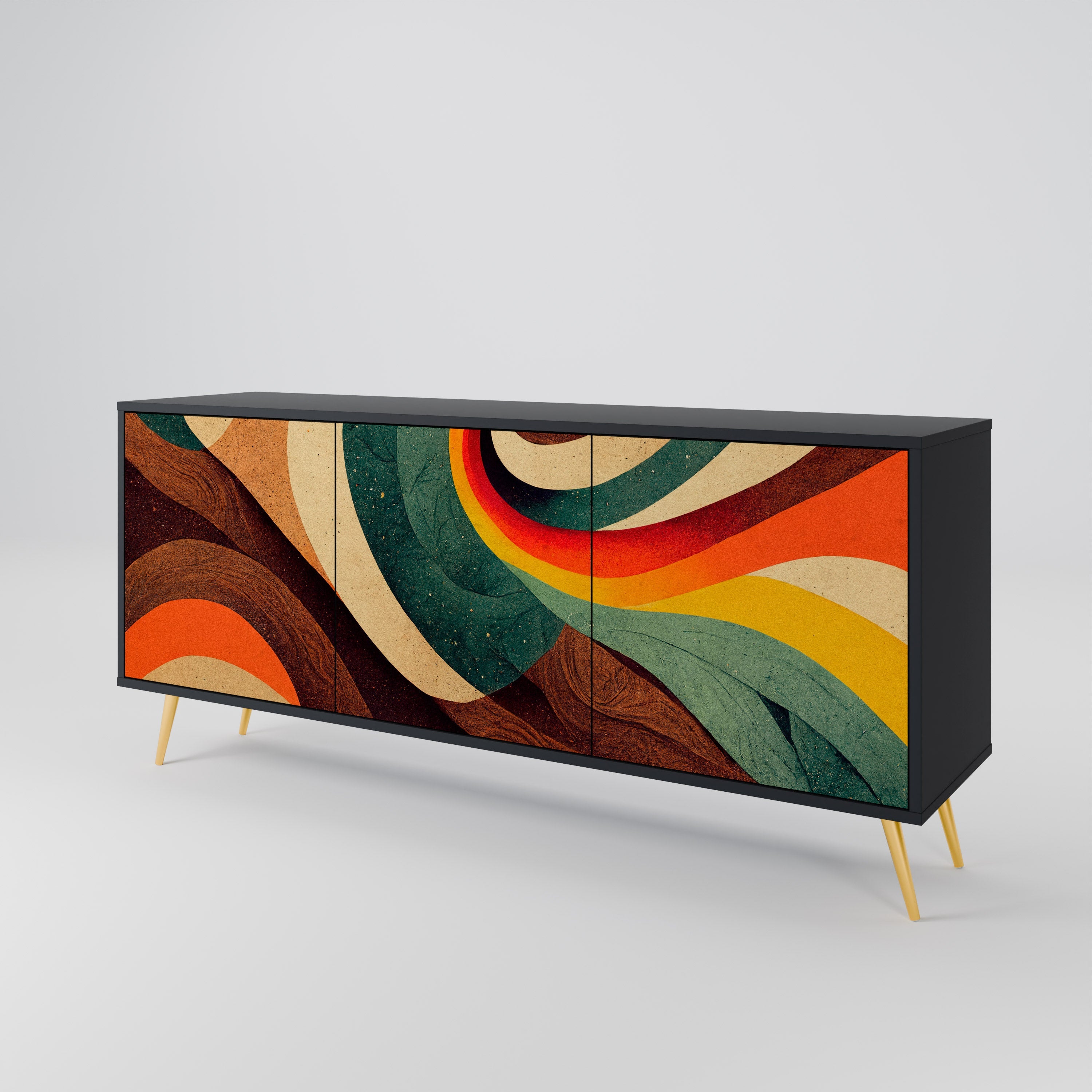 COLORFUL STRANDS 3-türiges Sideboard in Schwarz