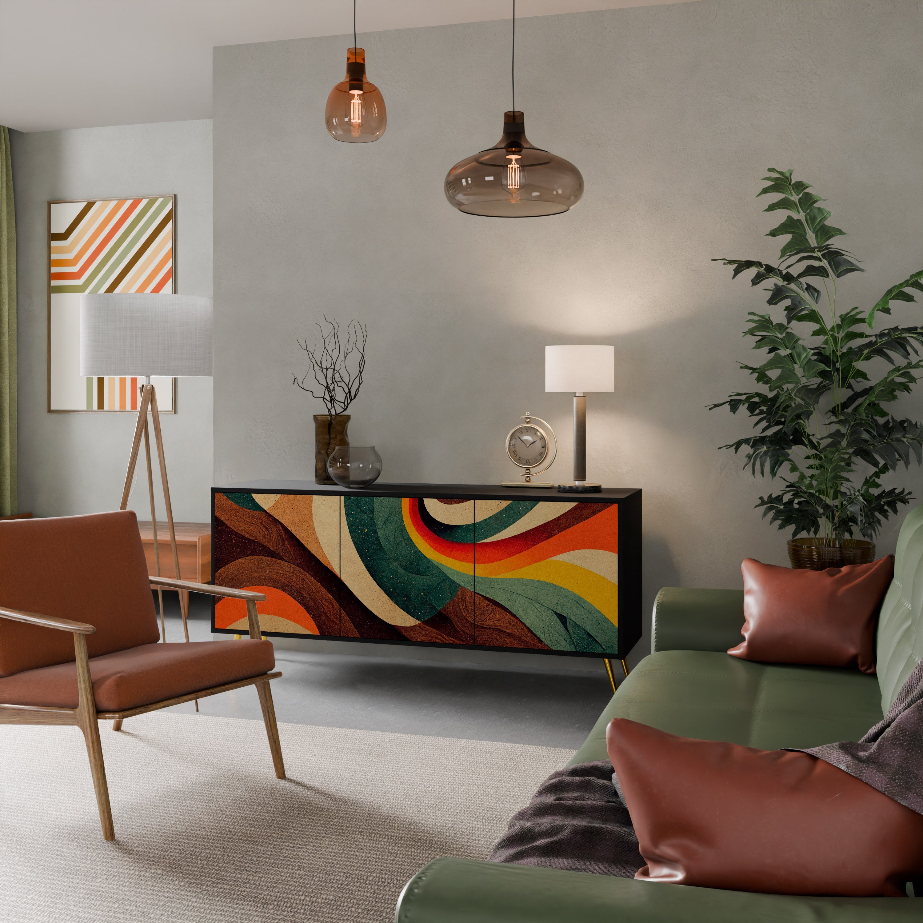 COLORFUL STRANDS 3-türiges Sideboard in Schwarz