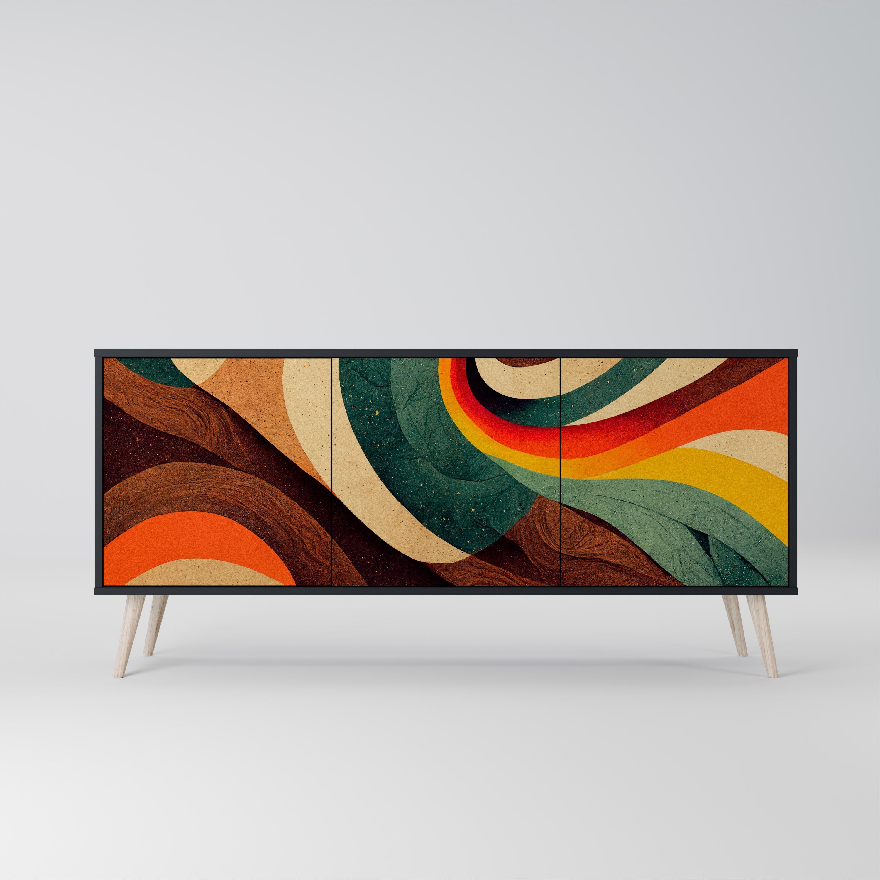 COLORFUL STRANDS 3-türiges Sideboard in Schwarz