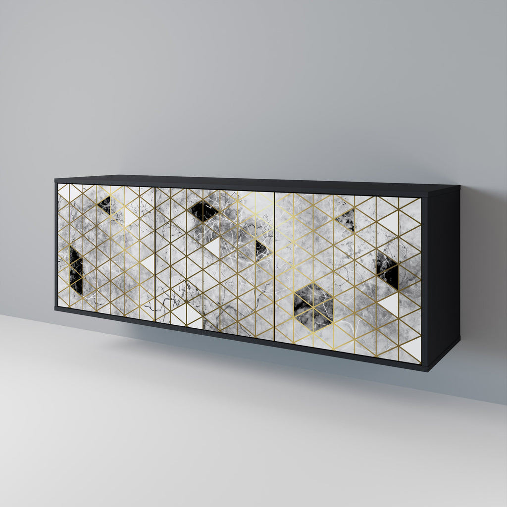 ASHEN ARIA 3-türiges Sideboard in Schwarz