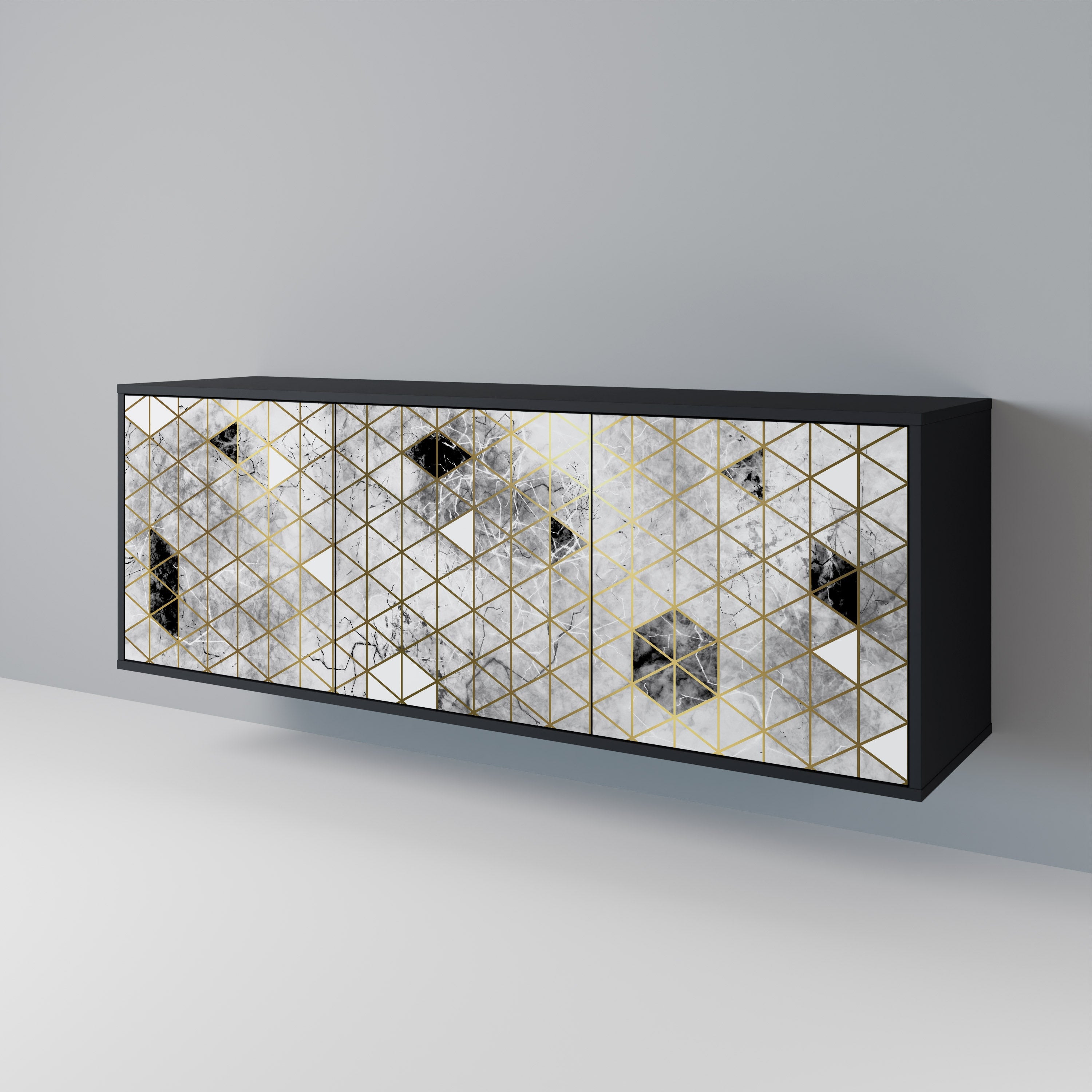 ASHEN ARIA 3-türiges Sideboard in Schwarz