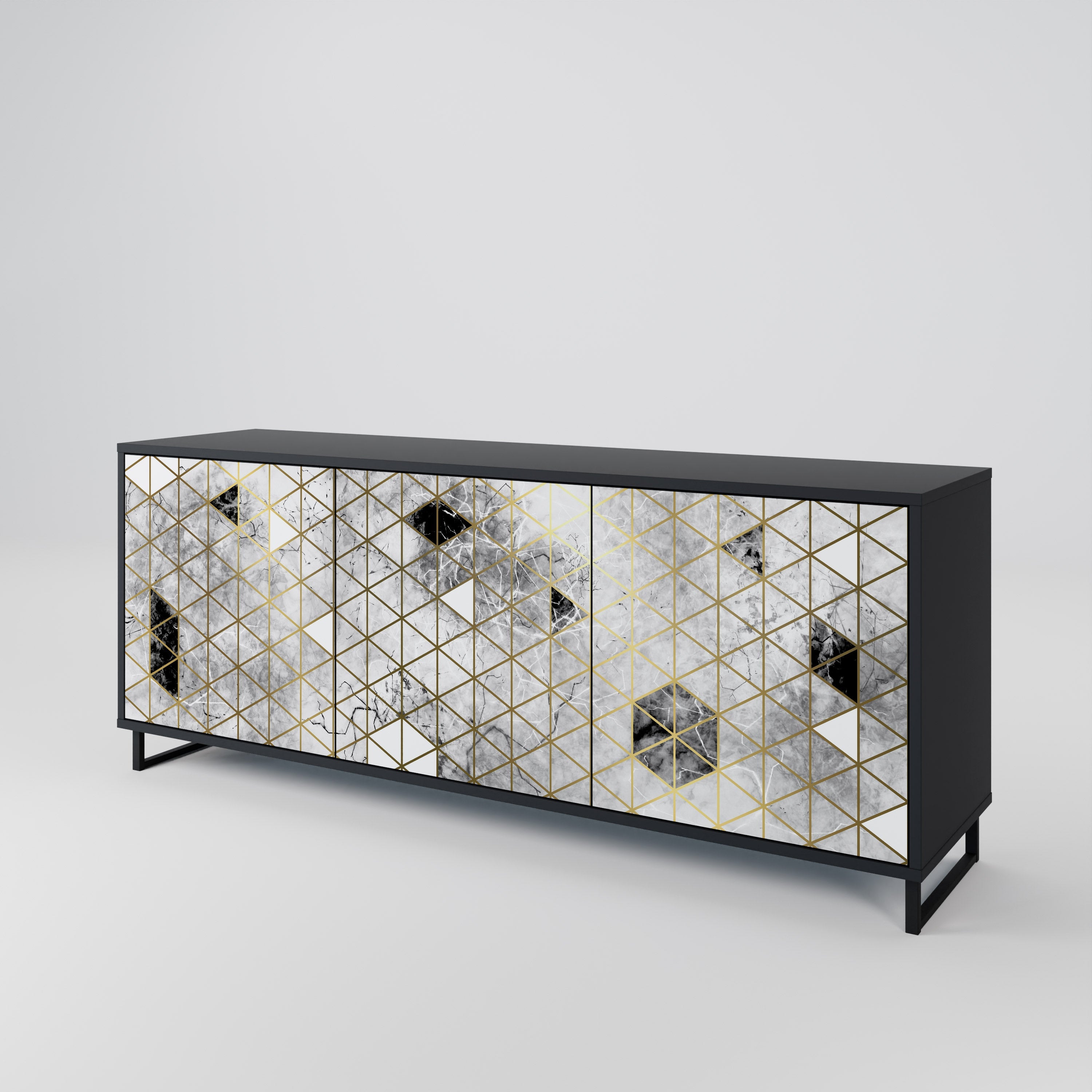 ASHEN ARIA 3-türiges Sideboard in Schwarz
