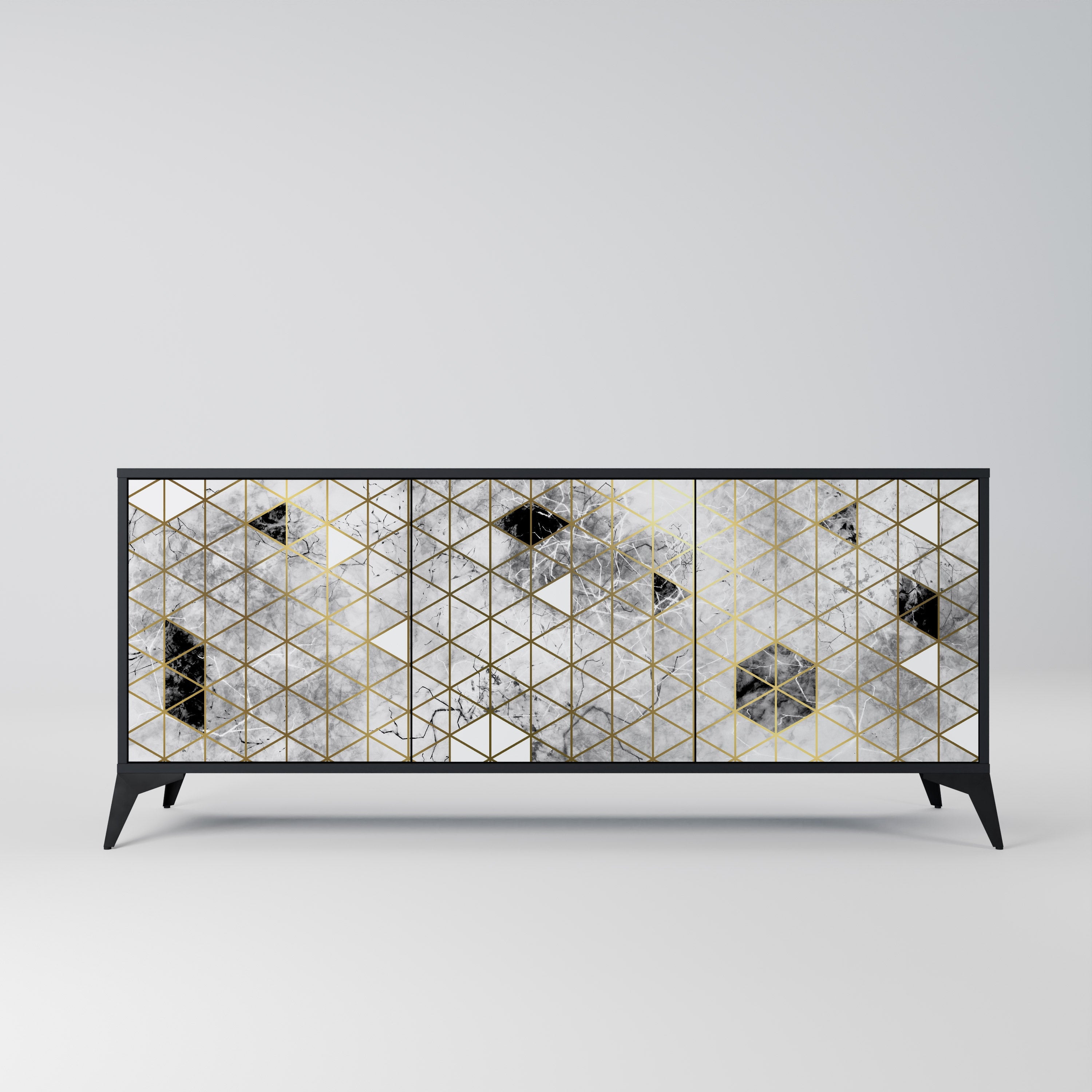 ASHEN ARIA 3-türiges Sideboard in Schwarz