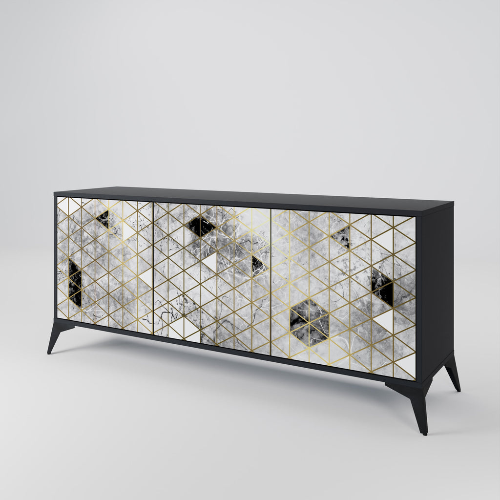 ASHEN ARIA 3-türiges Sideboard in Schwarz