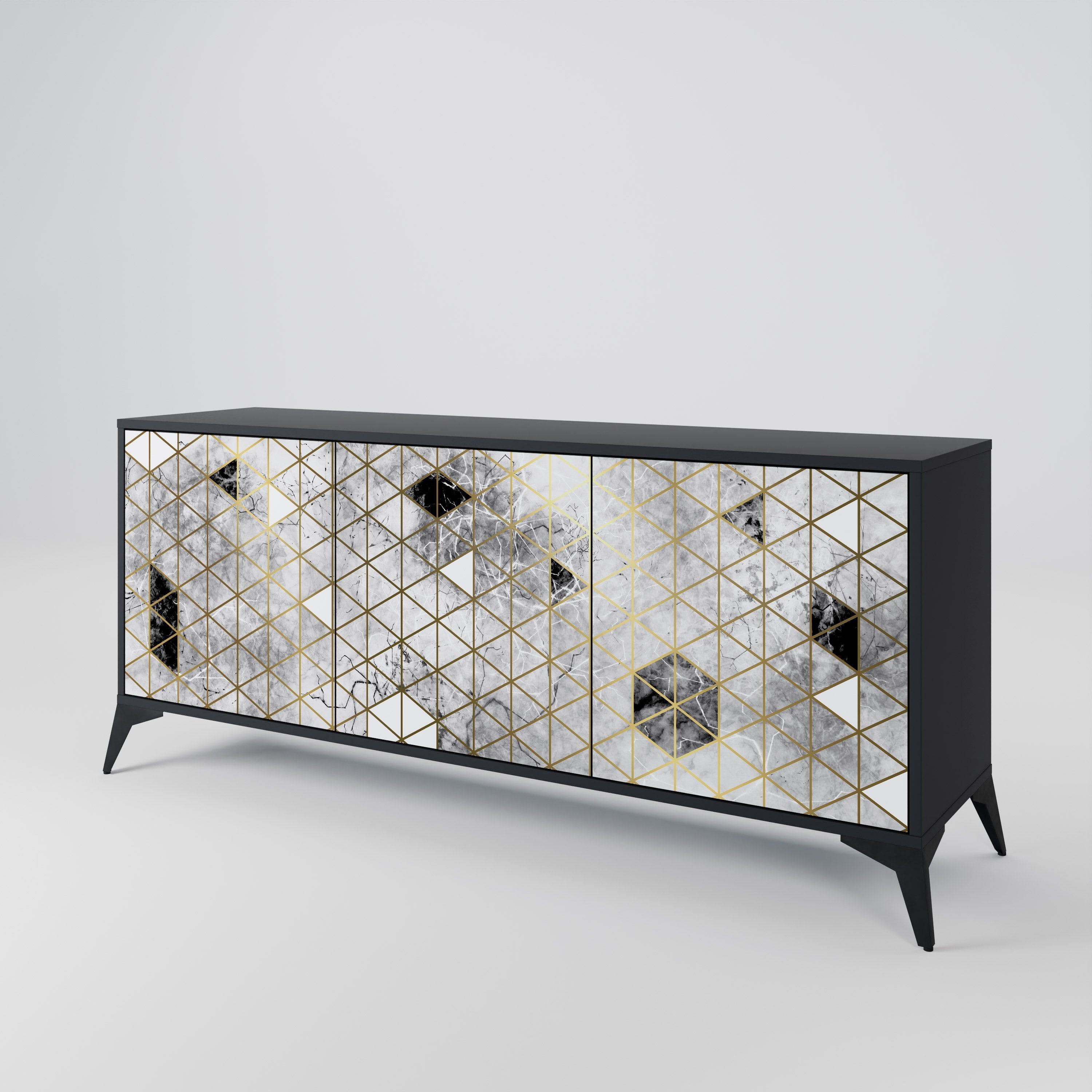 ASHEN ARIA 3-türiges Sideboard in Schwarz