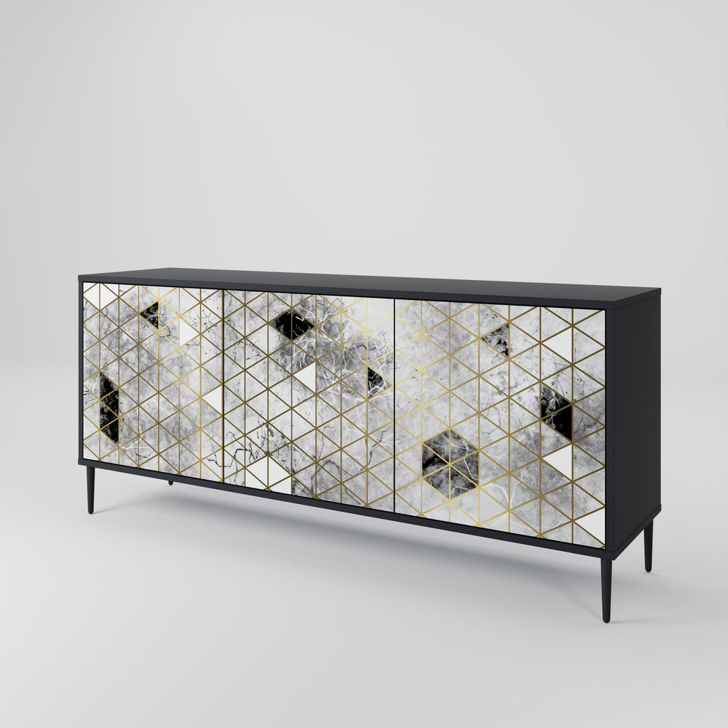 ASHEN ARIA 3-türiges Sideboard in Schwarz