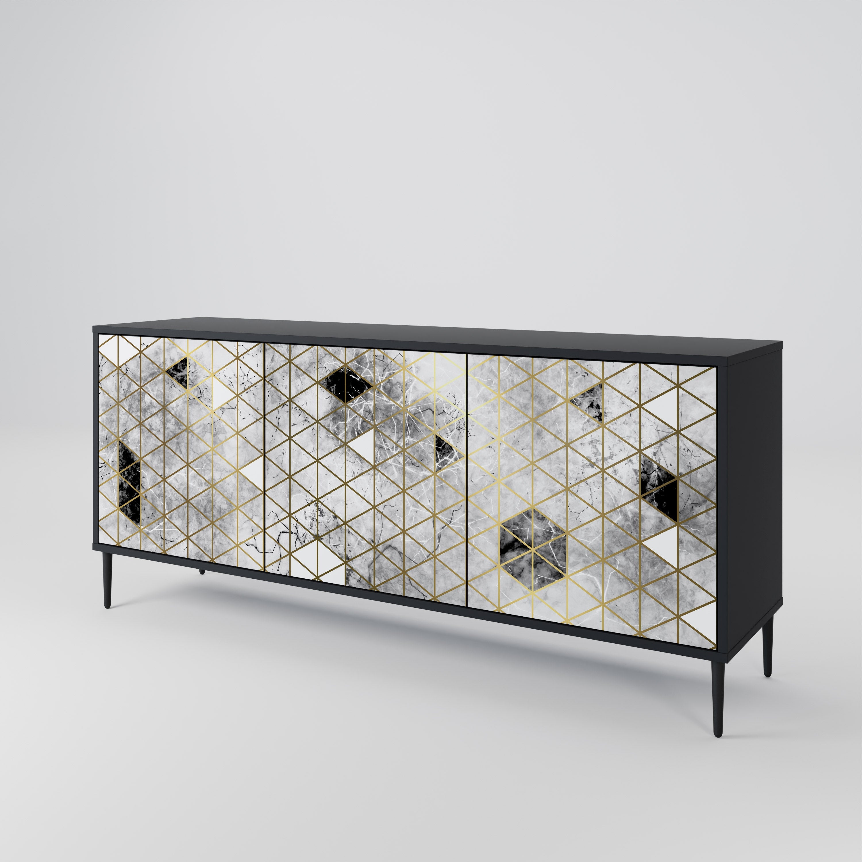 ASHEN ARIA 3-türiges Sideboard in Schwarz