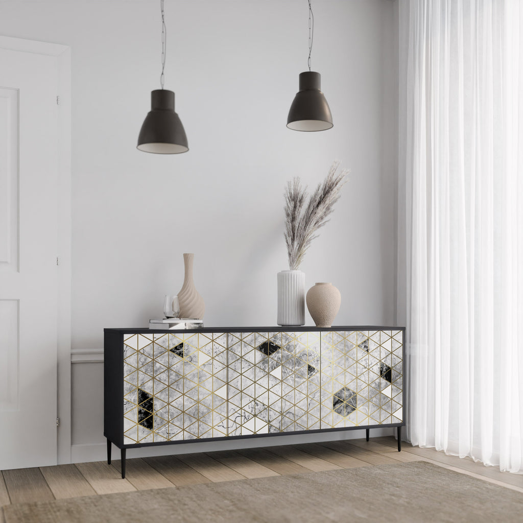 ASHEN ARIA 3-türiges Sideboard in Schwarz