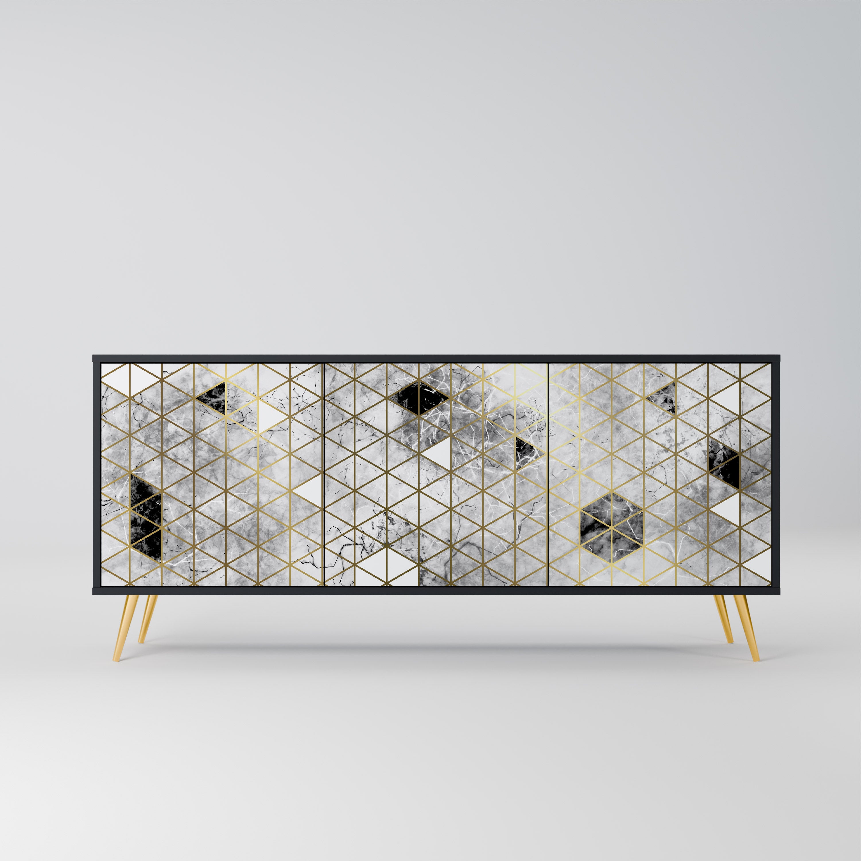 ASHEN ARIA 3-türiges Sideboard in Schwarz