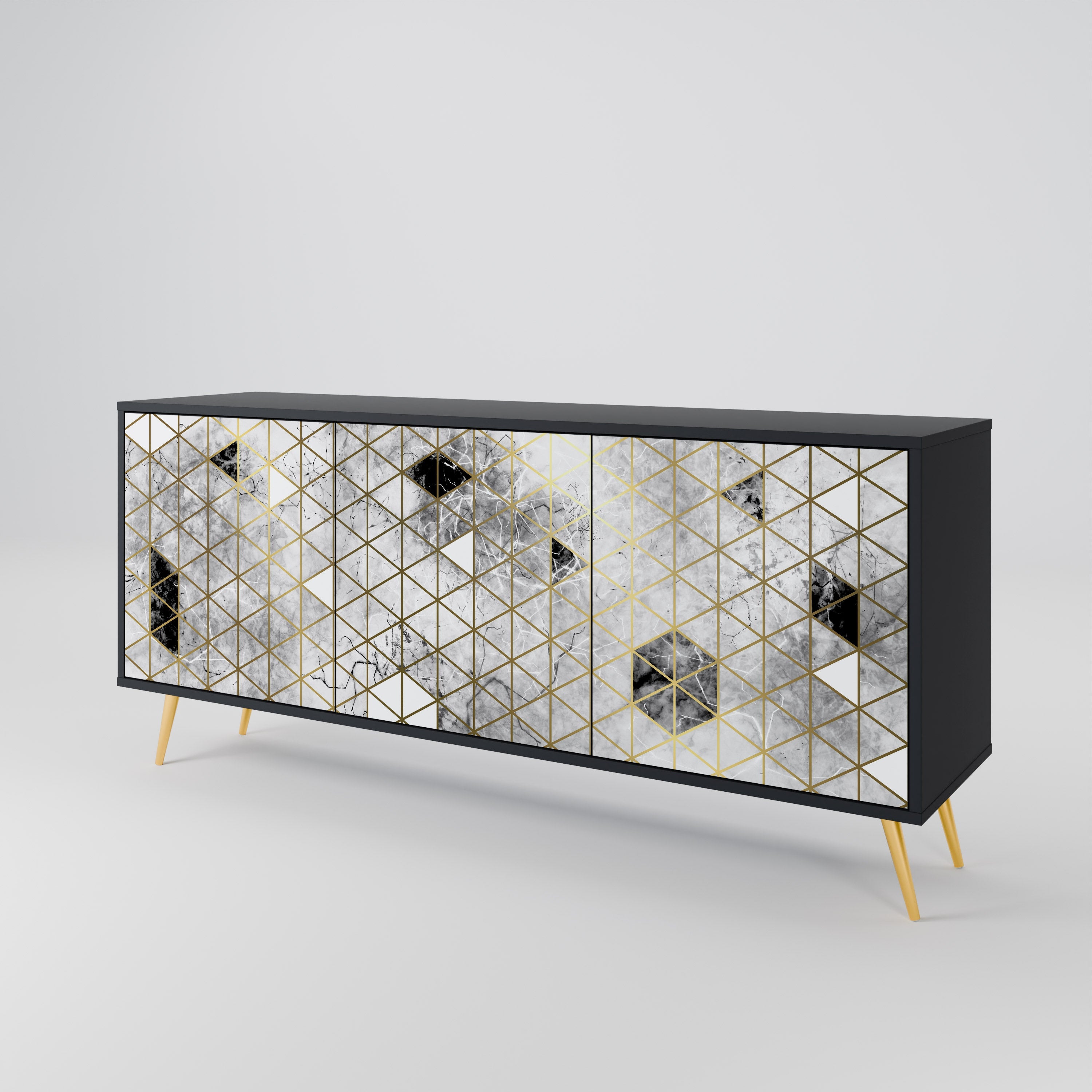 ASHEN ARIA 3-türiges Sideboard in Schwarz