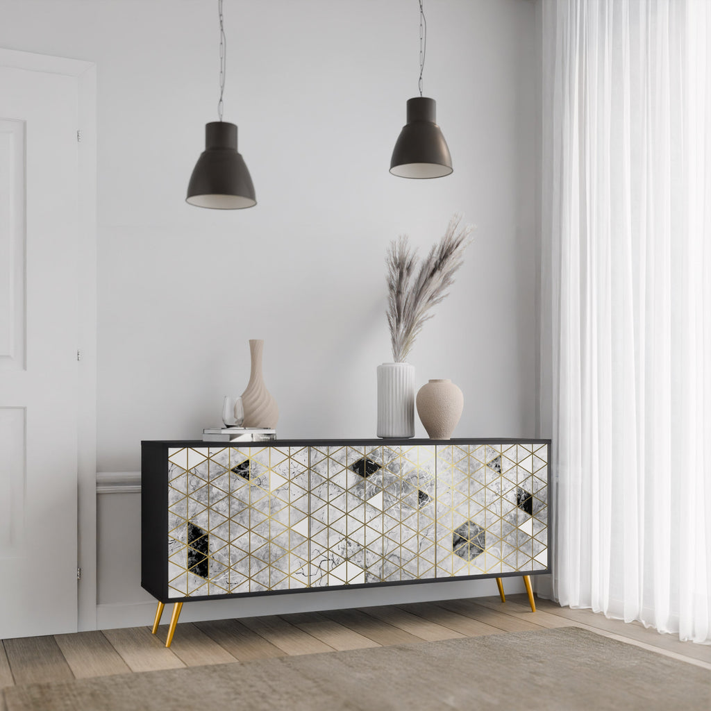 ASHEN ARIA 3-türiges Sideboard in Schwarz