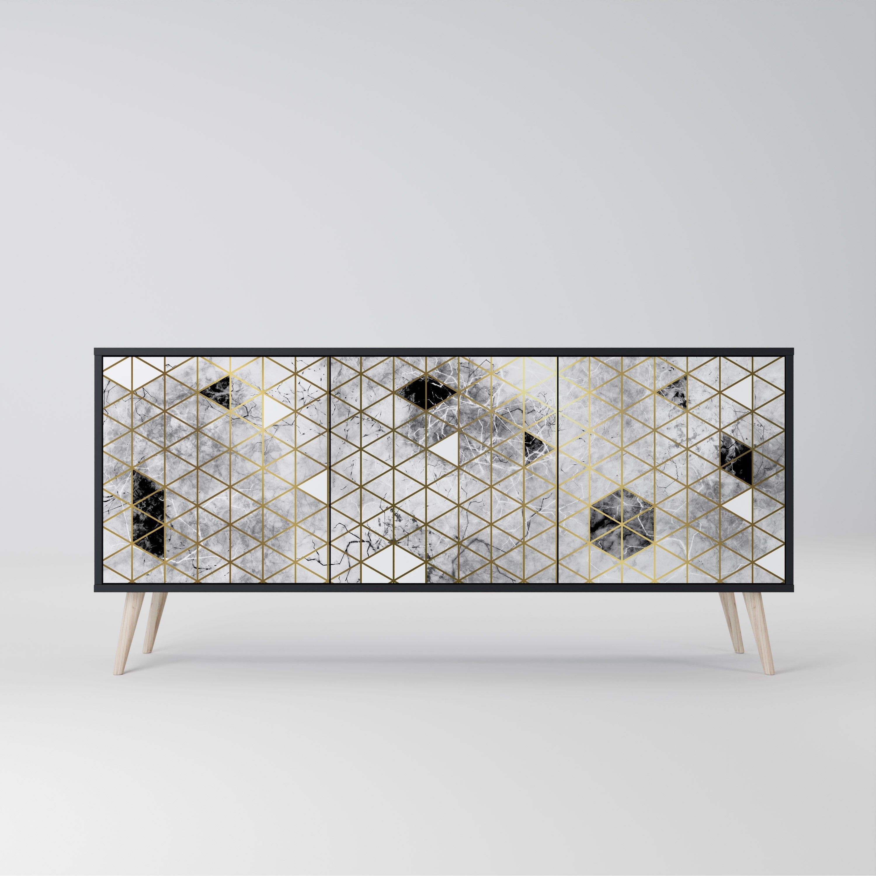 ASHEN ARIA 3-türiges Sideboard in Schwarz