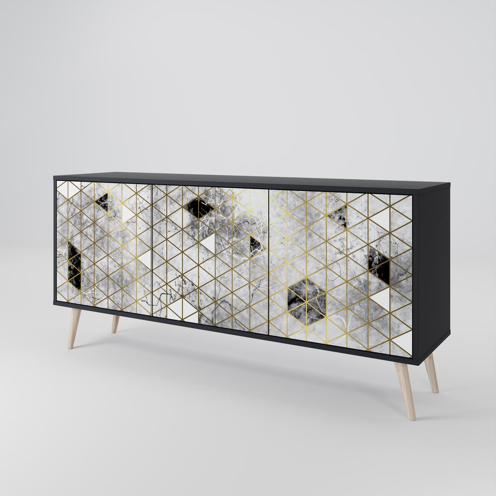 ASHEN ARIA 3-türiges Sideboard in Schwarz