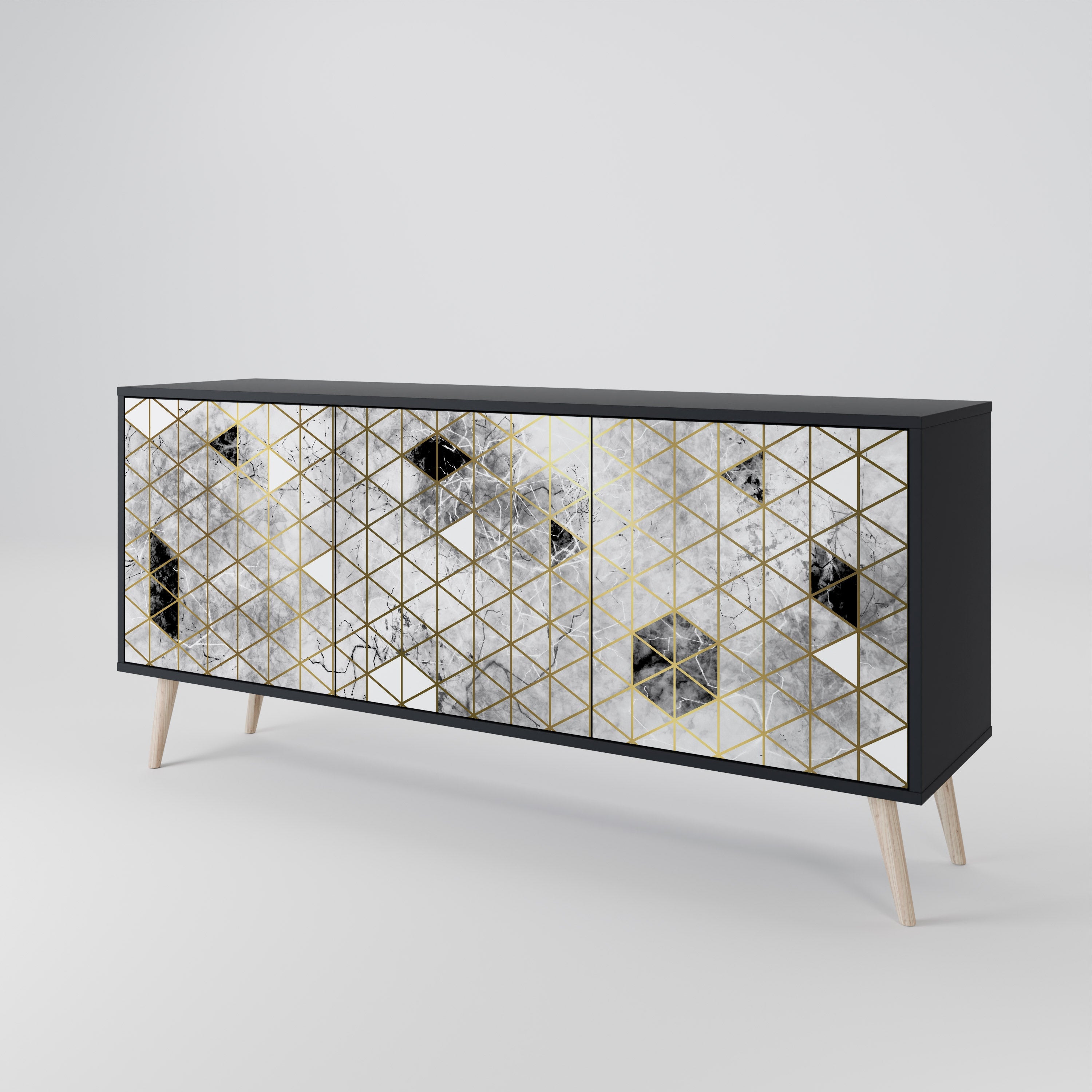 ASHEN ARIA 3-türiges Sideboard in Schwarz