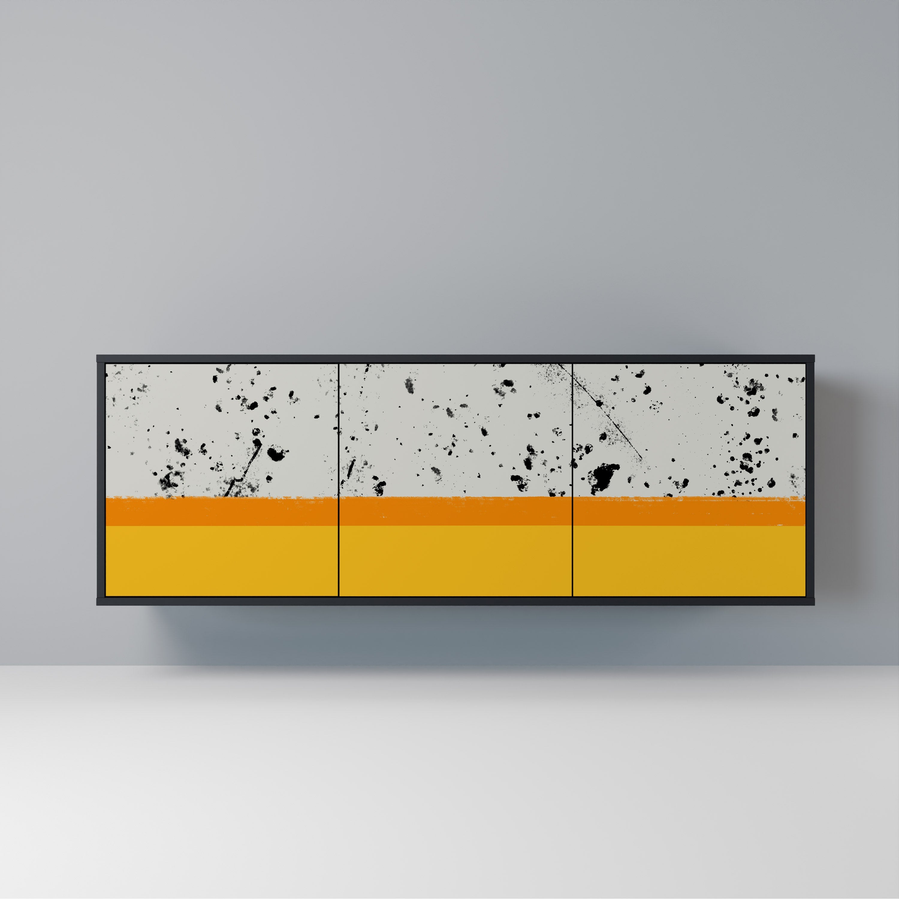 DYED BY ORANGE 3-türiges Sideboard in schwarzem Finish