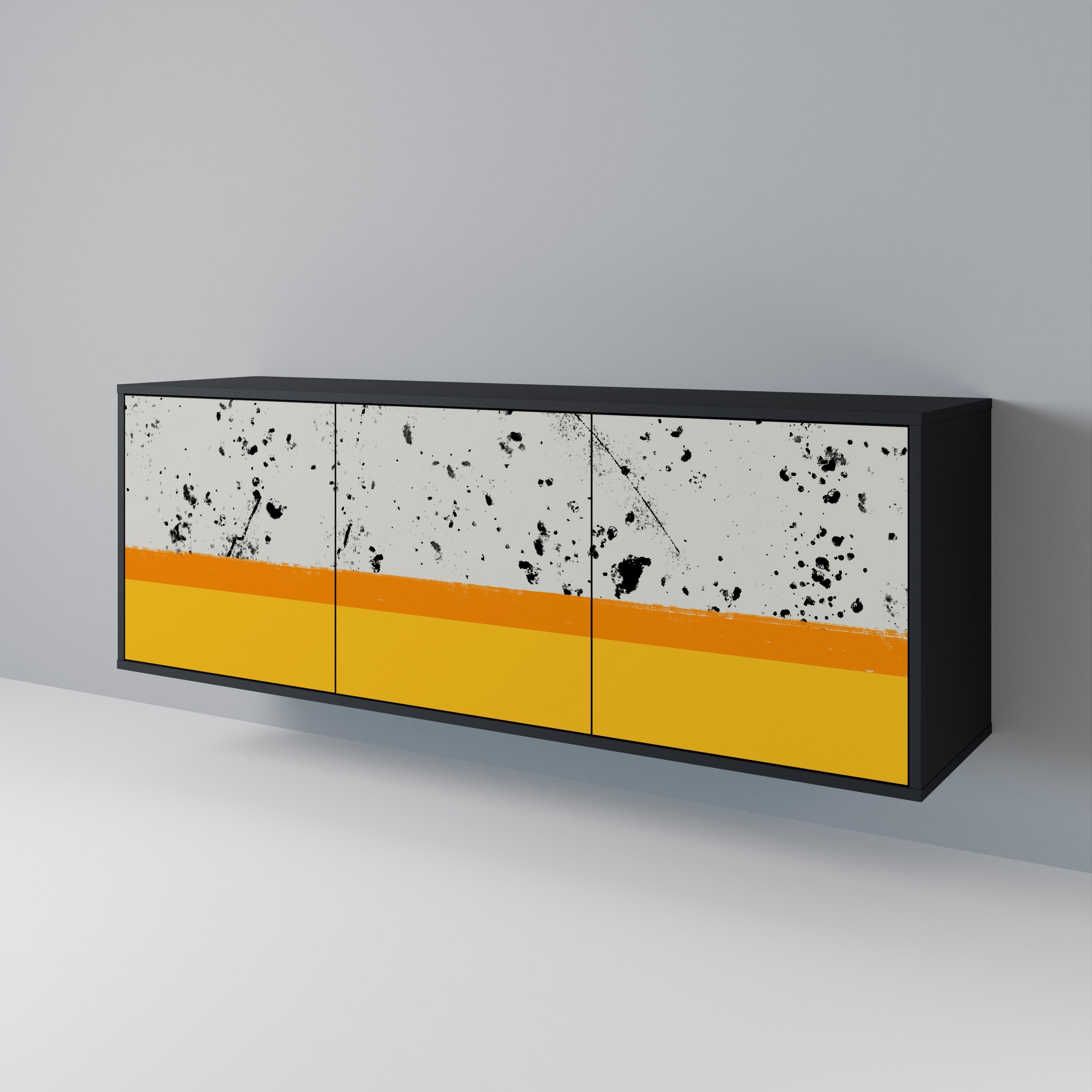 DYED BY ORANGE 3-türiges Sideboard in schwarzem Finish