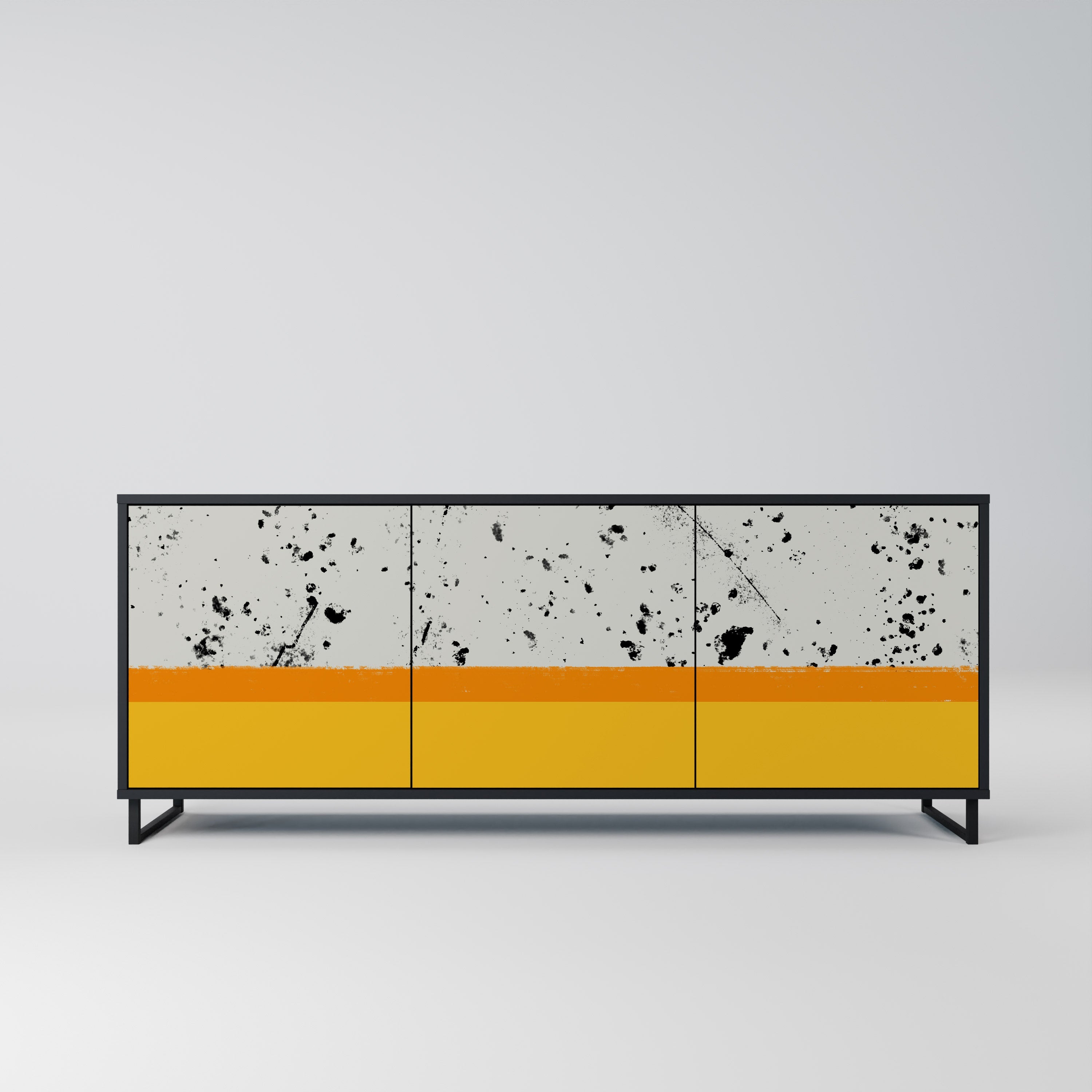 DYED BY ORANGE 3-türiges Sideboard in schwarzem Finish