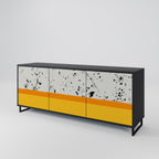 DYED BY ORANGE 3-Door Sideboard in Black Finish