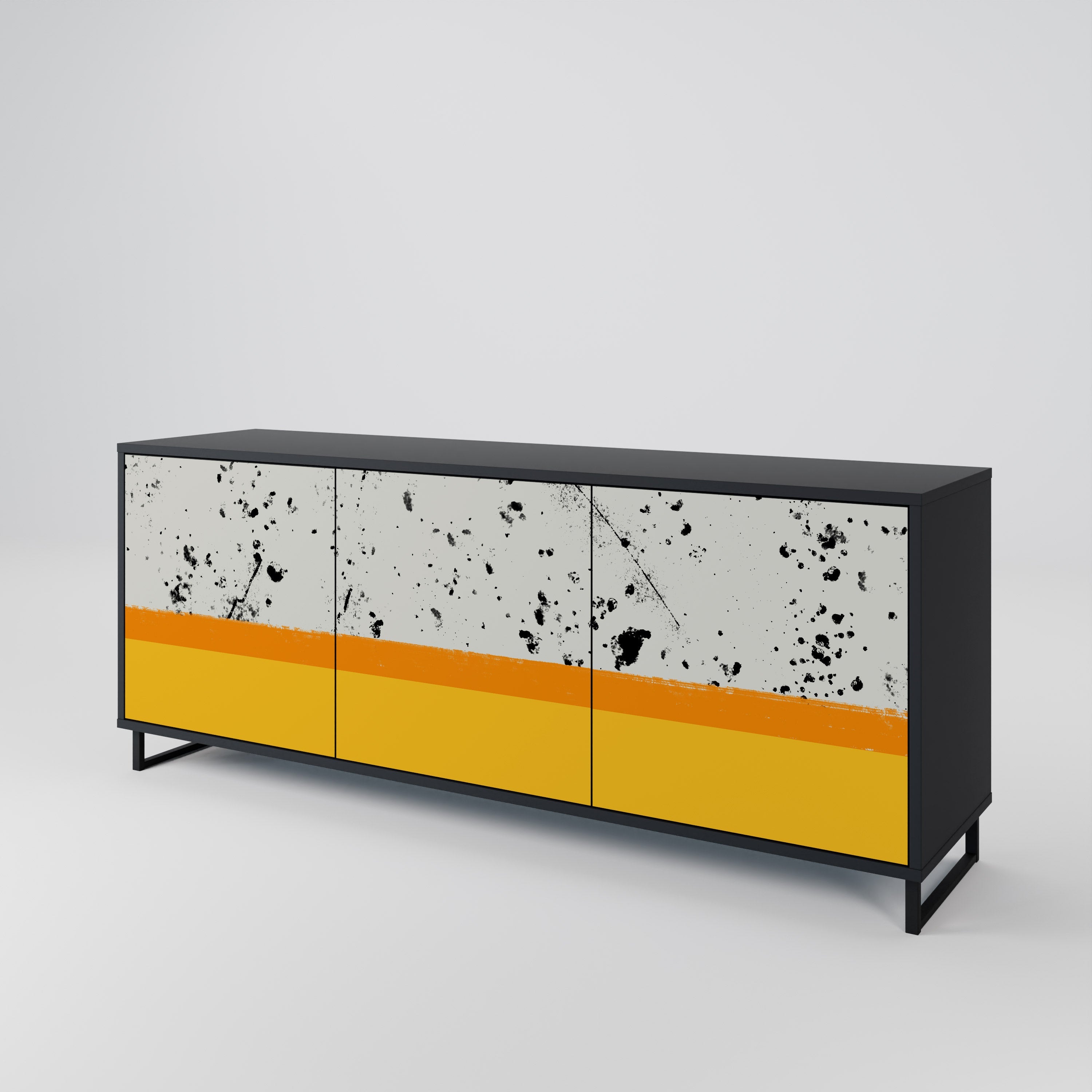 DYED BY ORANGE 3-türiges Sideboard in schwarzem Finish