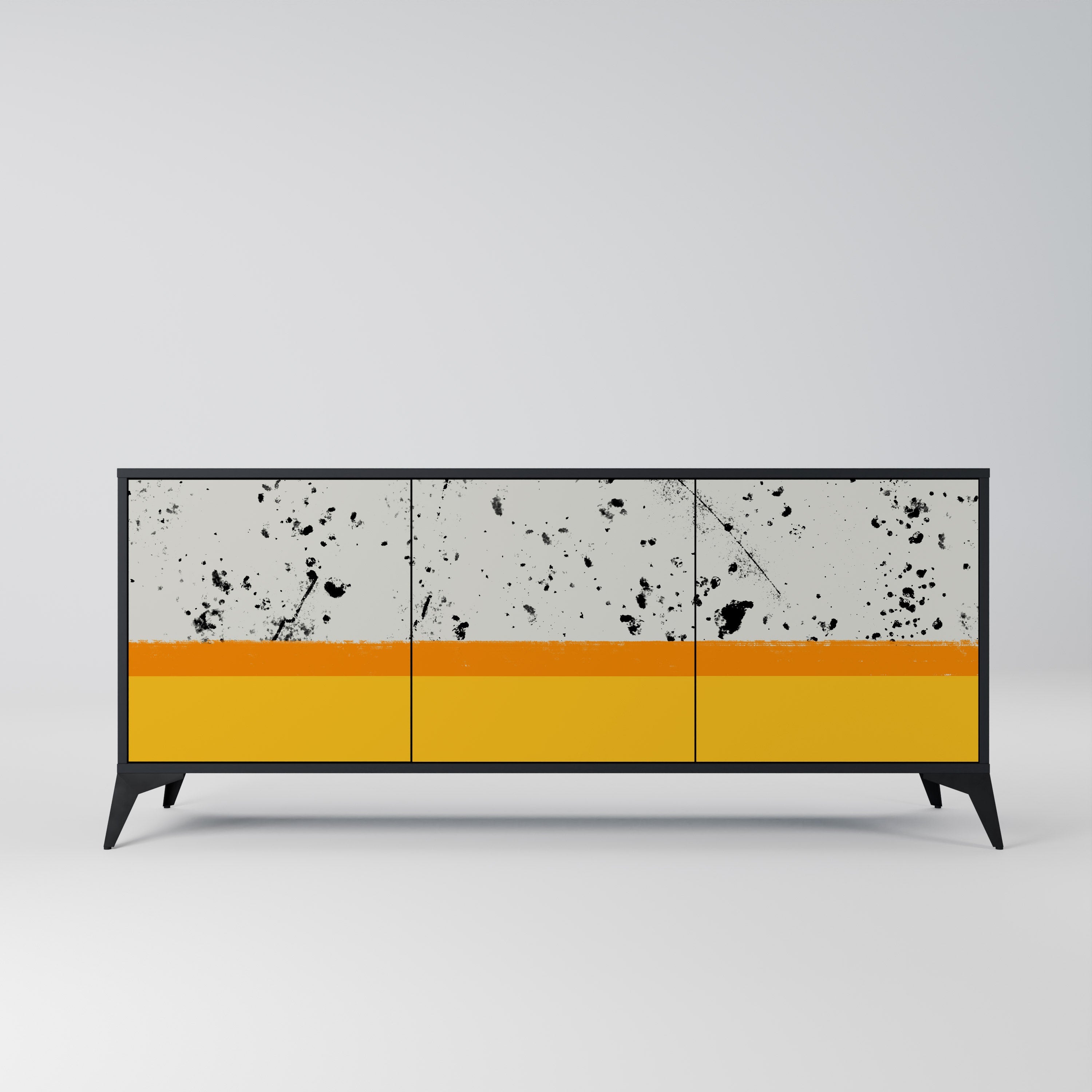 DYED BY ORANGE 3-türiges Sideboard in schwarzem Finish