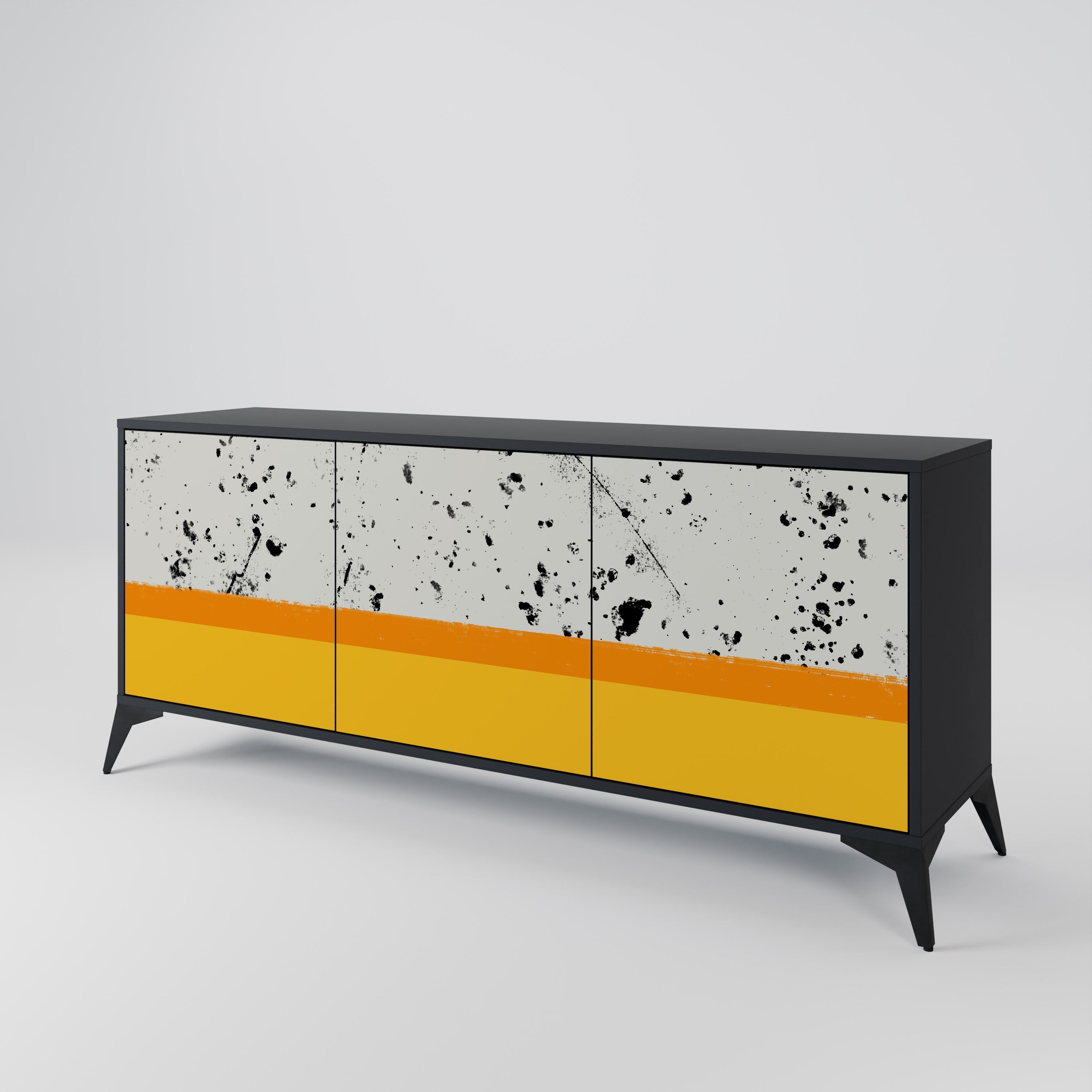 DYED BY ORANGE 3-türiges Sideboard in schwarzem Finish