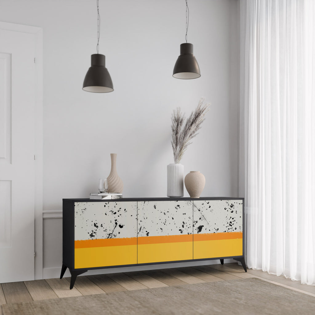 DYED BY ORANGE 3-türiges Sideboard in schwarzem Finish