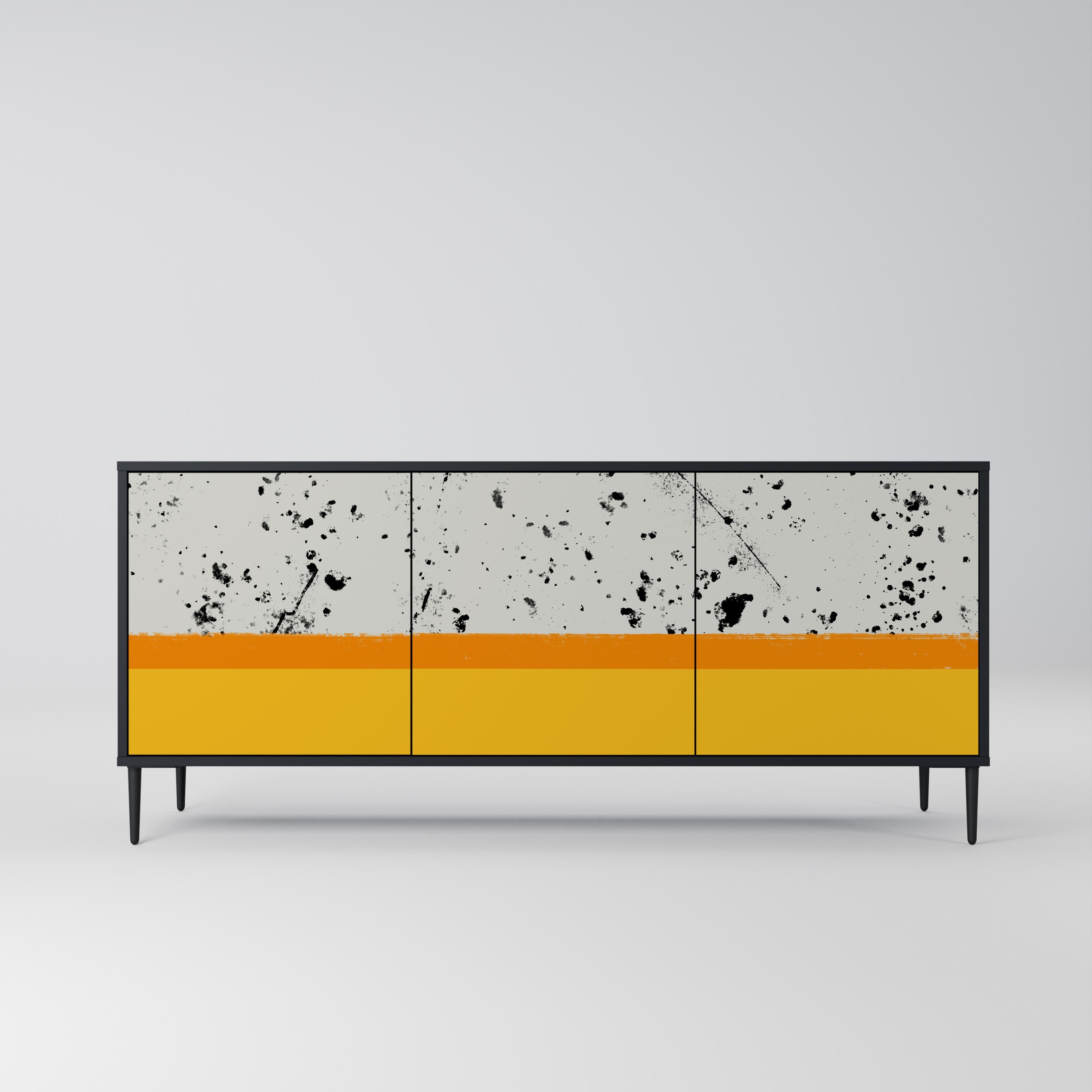 DYED BY ORANGE 3-türiges Sideboard in schwarzem Finish