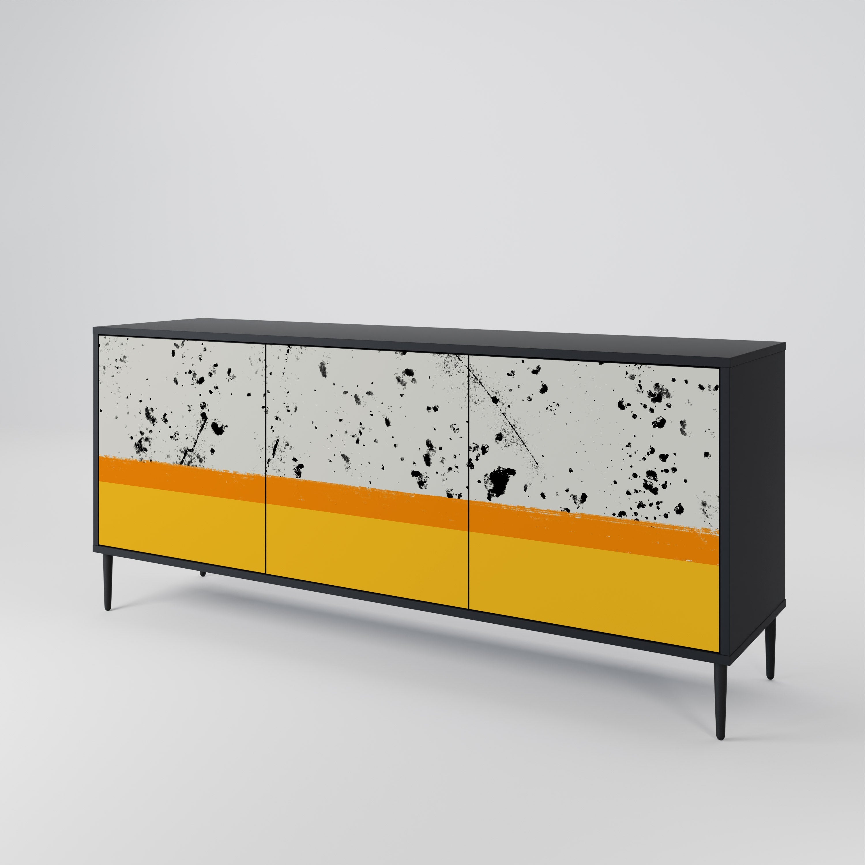 DYED BY ORANGE 3-türiges Sideboard in schwarzem Finish