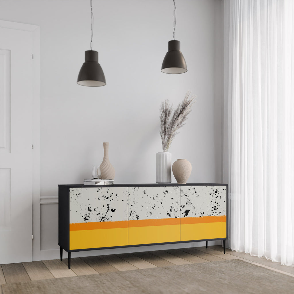DYED BY ORANGE 3-türiges Sideboard in schwarzem Finish