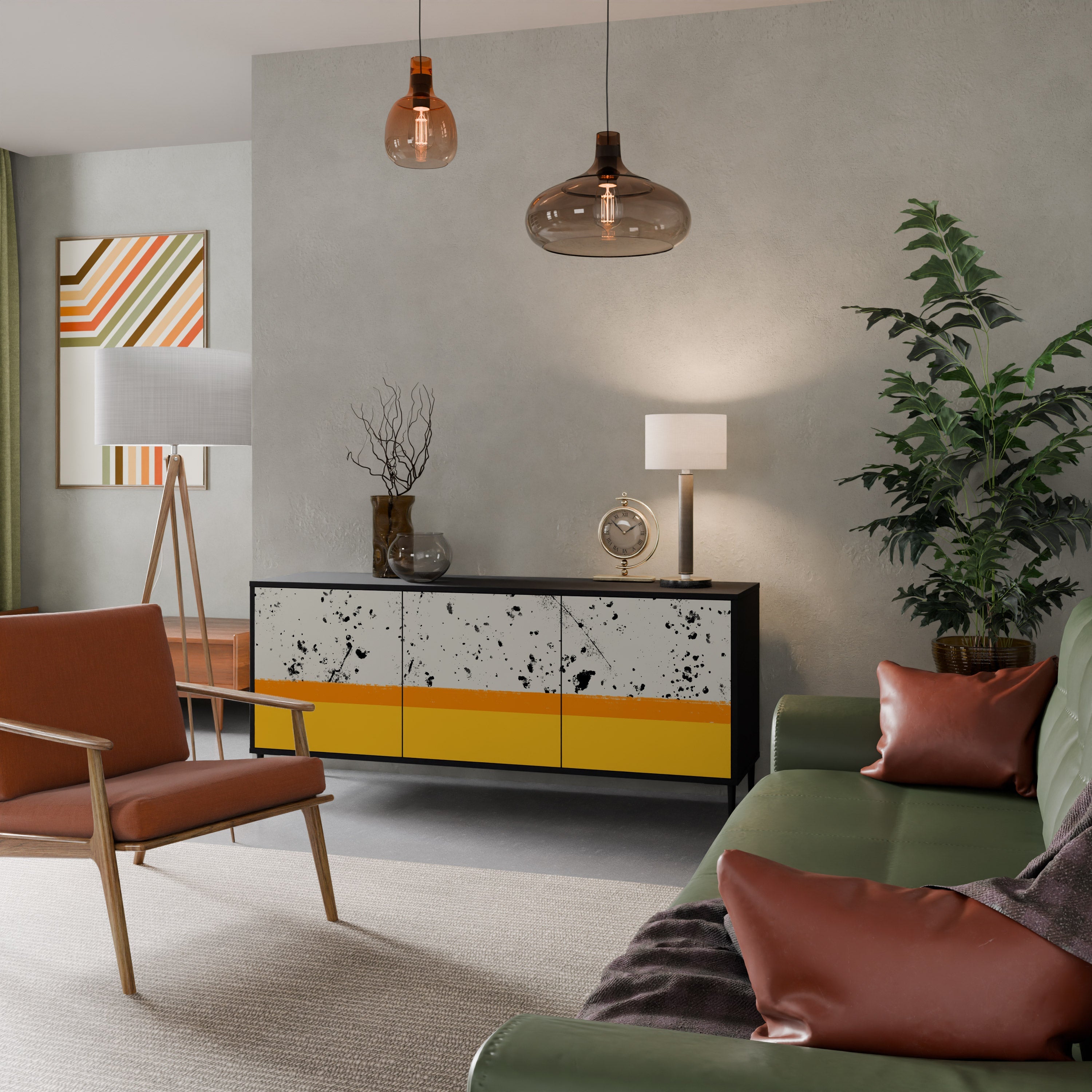 DYED BY ORANGE 3-türiges Sideboard in schwarzem Finish
