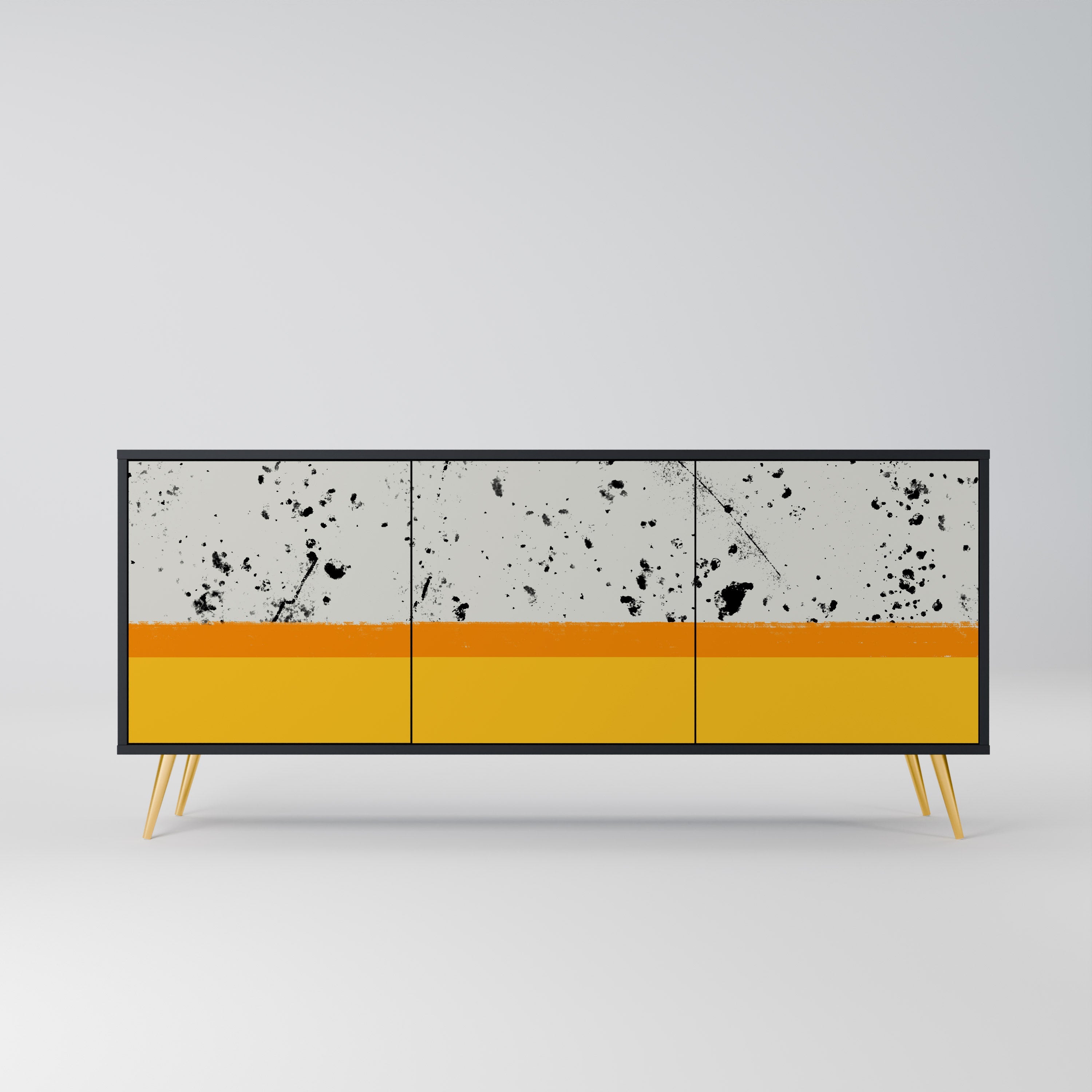 DYED BY ORANGE 3-türiges Sideboard in schwarzem Finish
