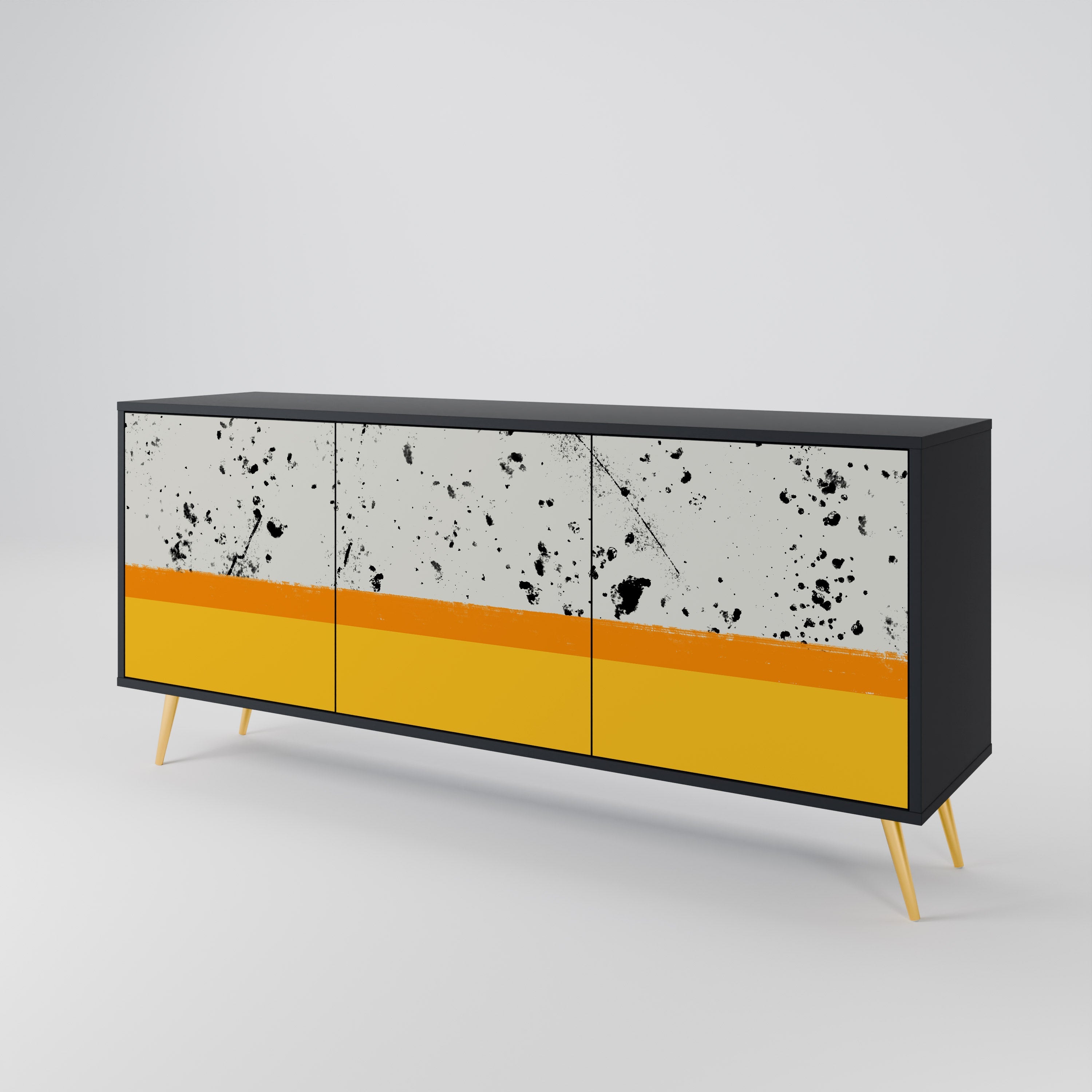 DYED BY ORANGE 3-türiges Sideboard in schwarzem Finish