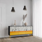 DYED BY ORANGE 3-Door Sideboard in Black Finish