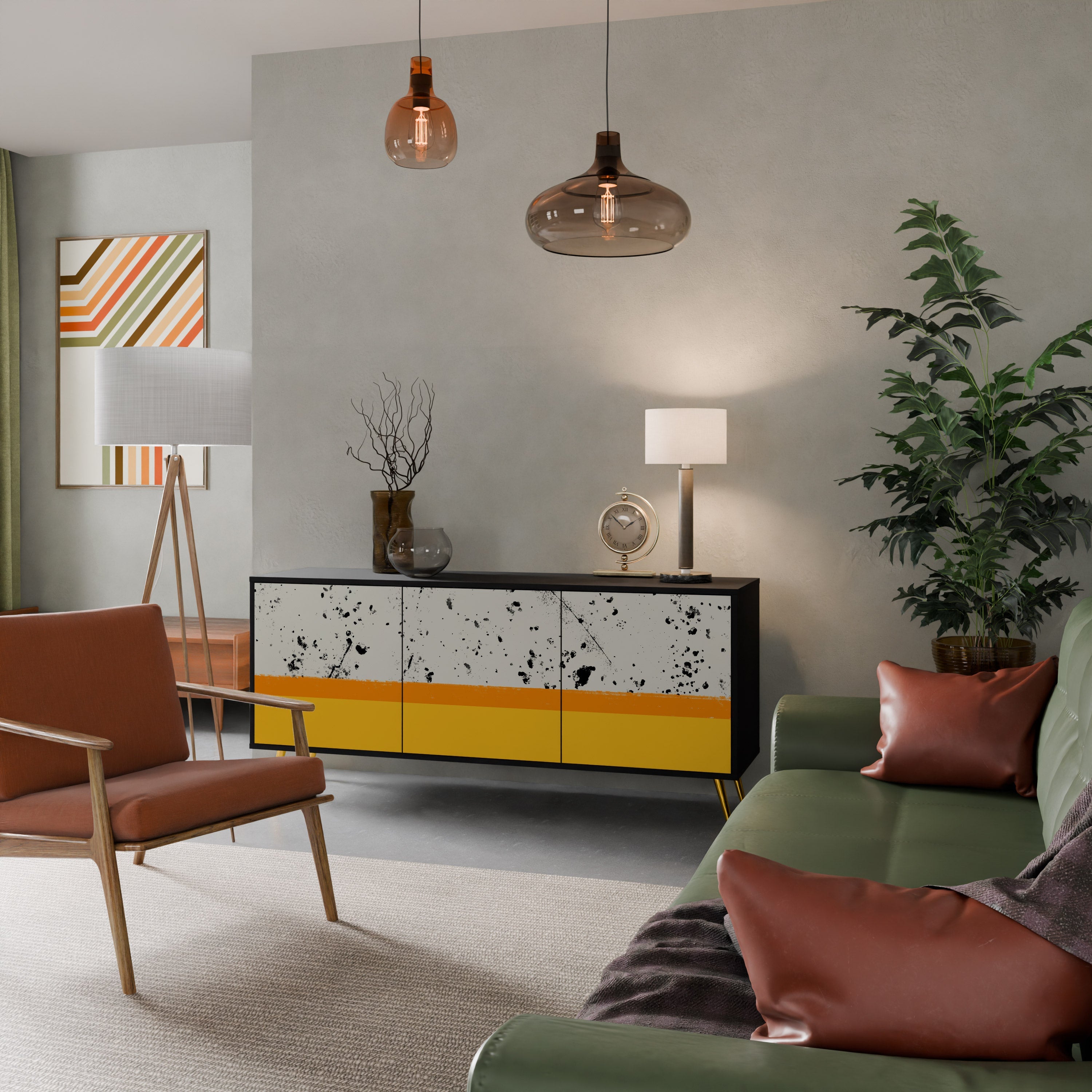 DYED BY ORANGE 3-türiges Sideboard in schwarzem Finish