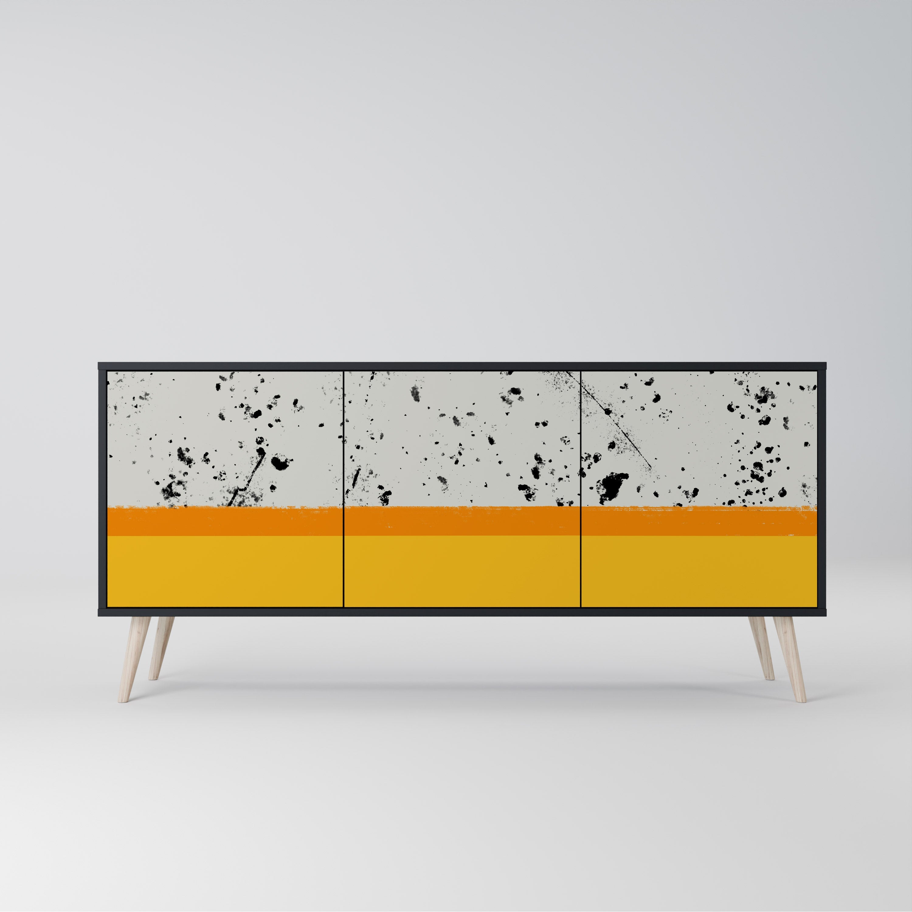 DYED BY ORANGE 3-türiges Sideboard in schwarzem Finish
