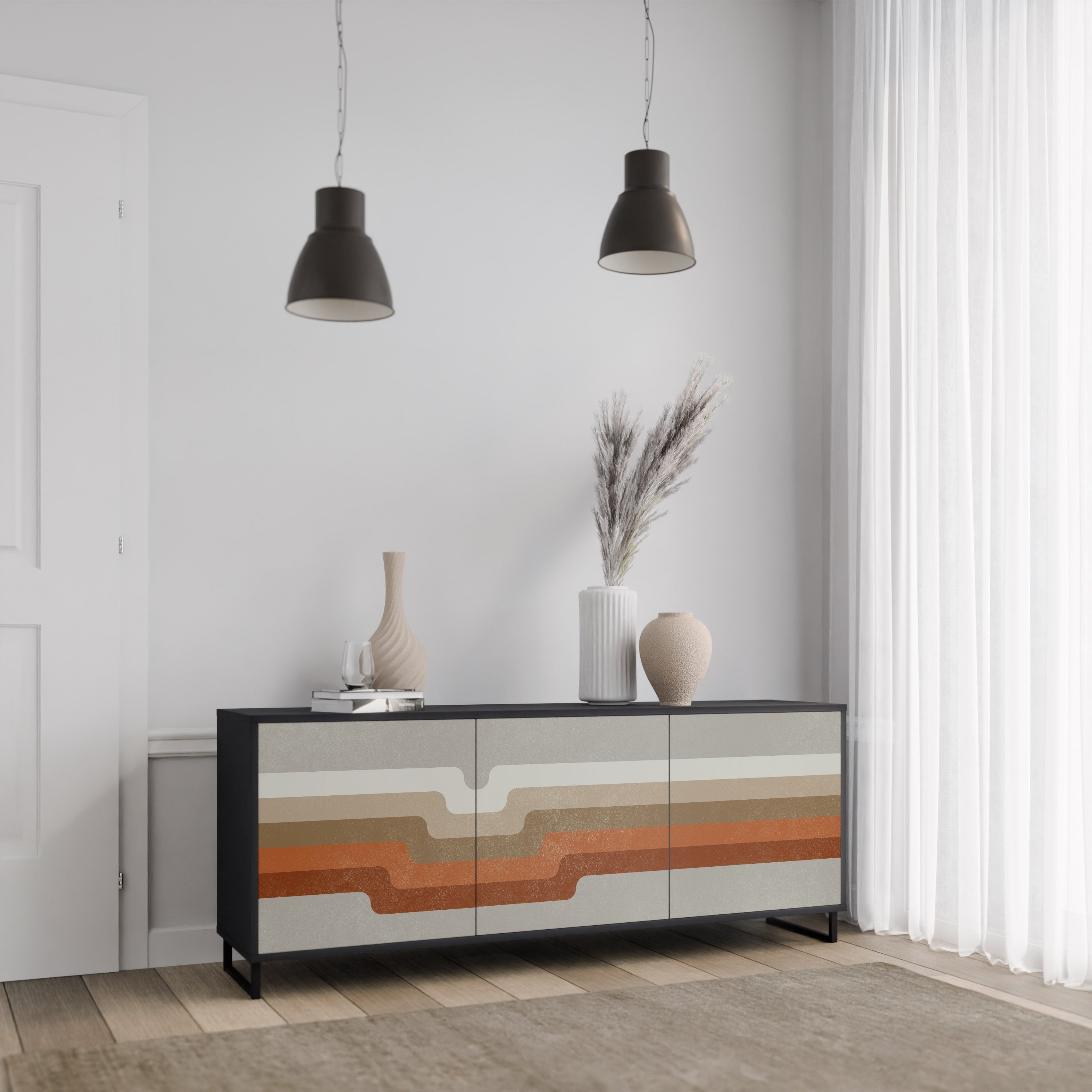 PECULIAR TRAIL 3-türiges Sideboard in Schwarz