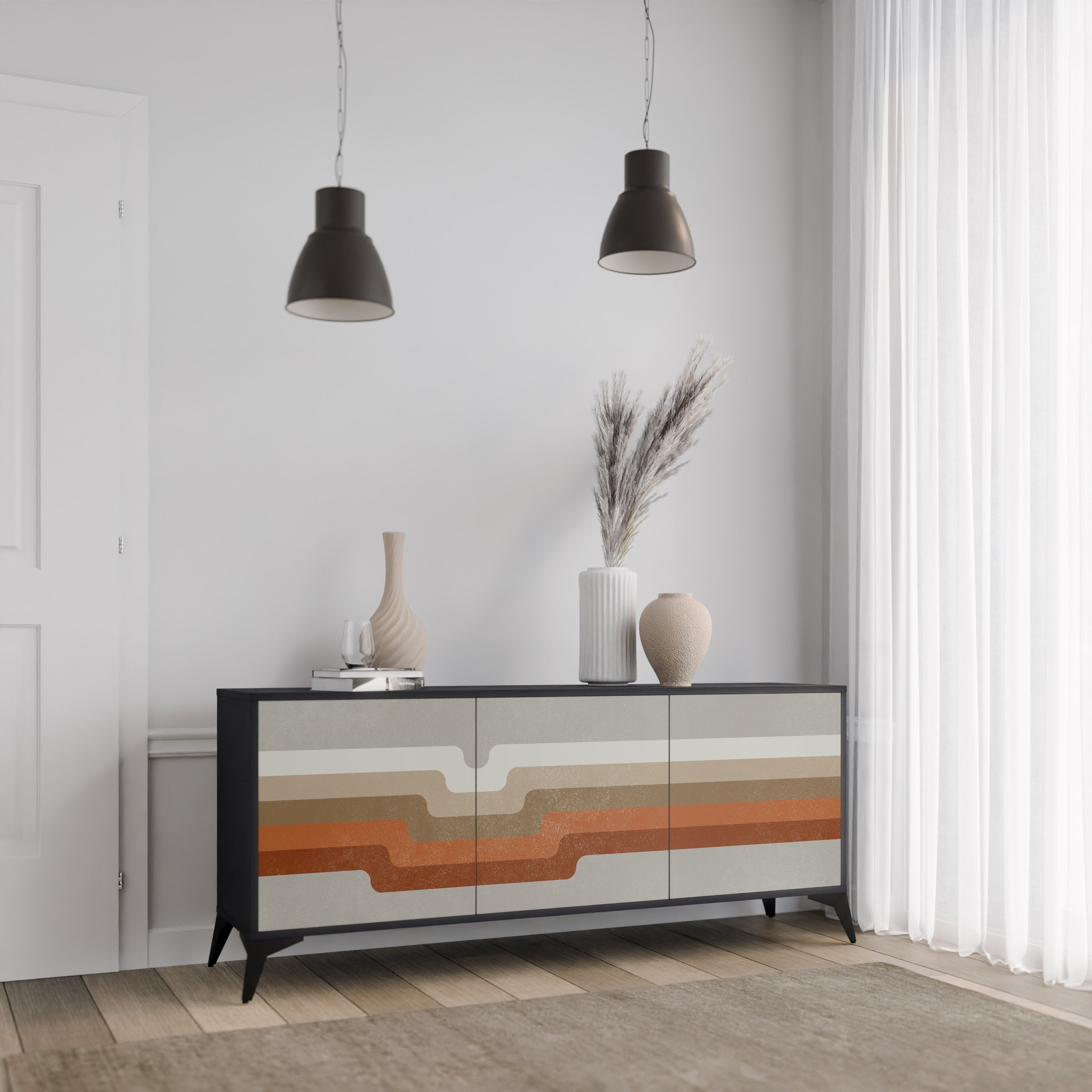 PECULIAR TRAIL 3-türiges Sideboard in Schwarz