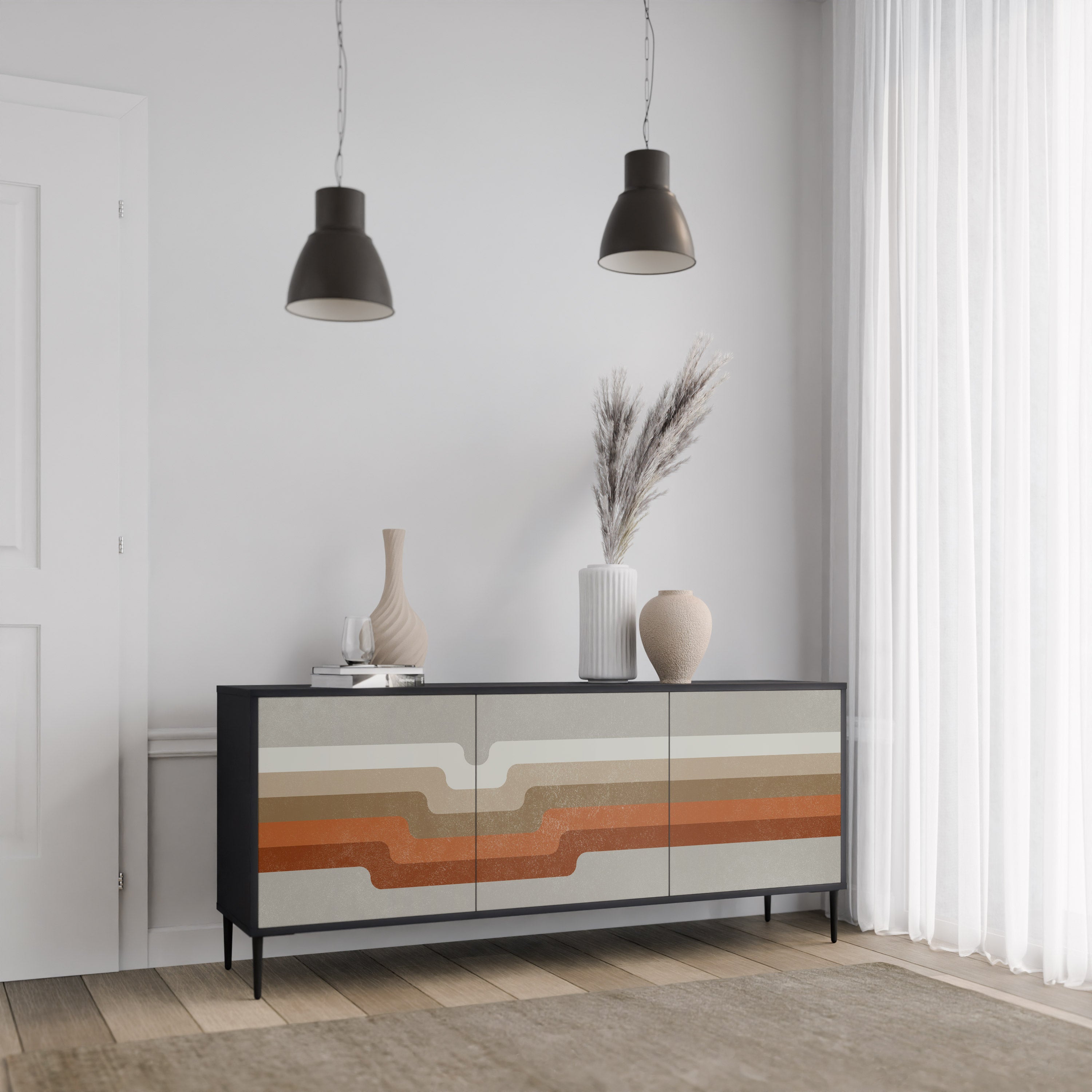PECULIAR TRAIL 3-türiges Sideboard in Schwarz