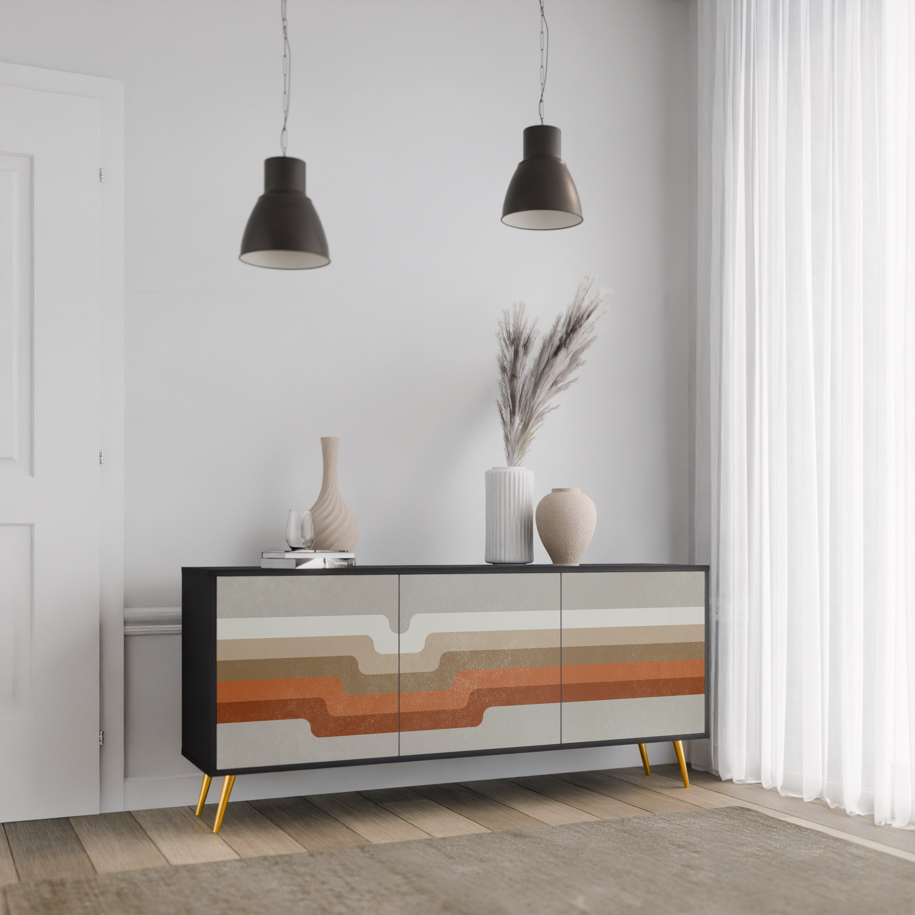 PECULIAR TRAIL 3-türiges Sideboard in Schwarz