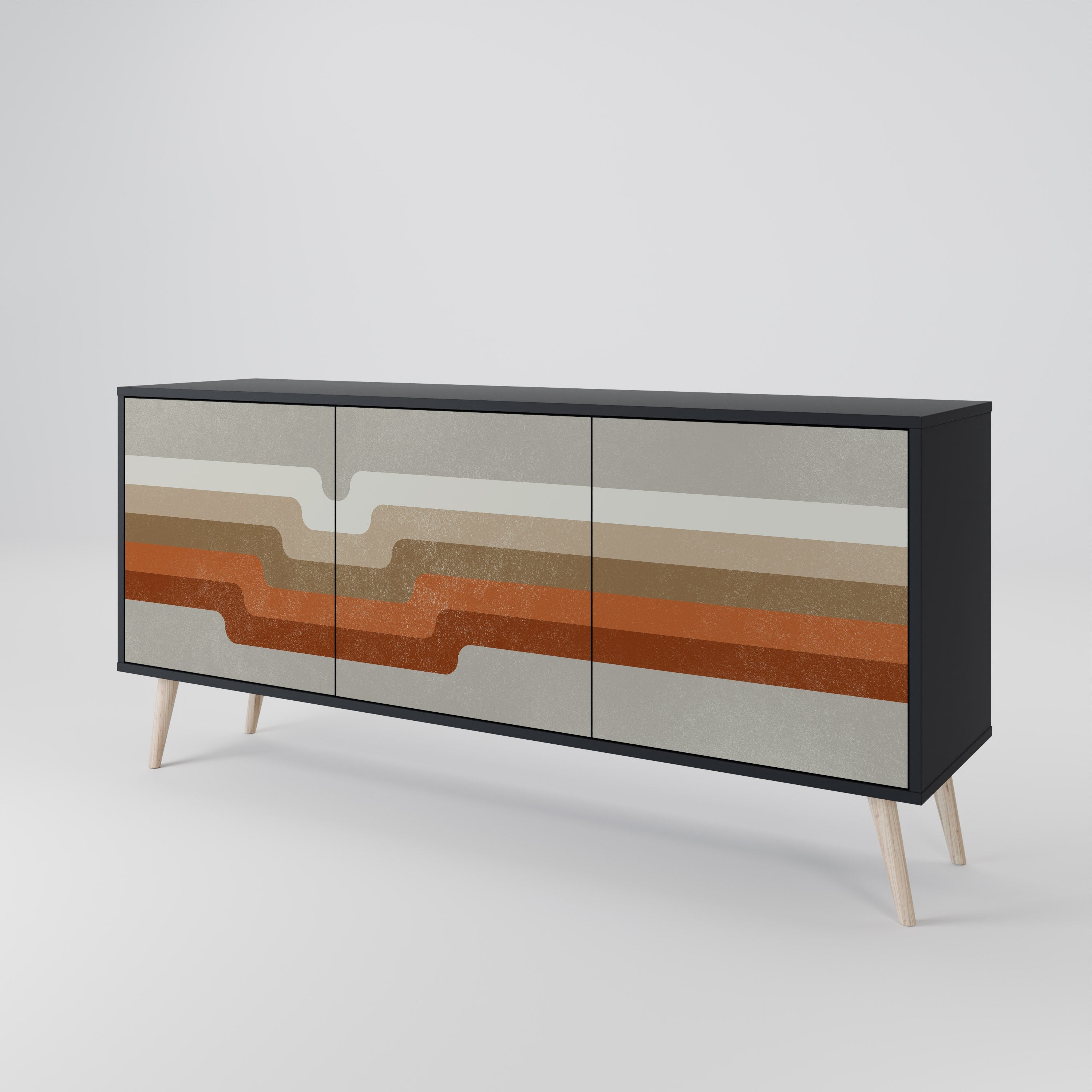 PECULIAR TRAIL 3-türiges Sideboard in Schwarz