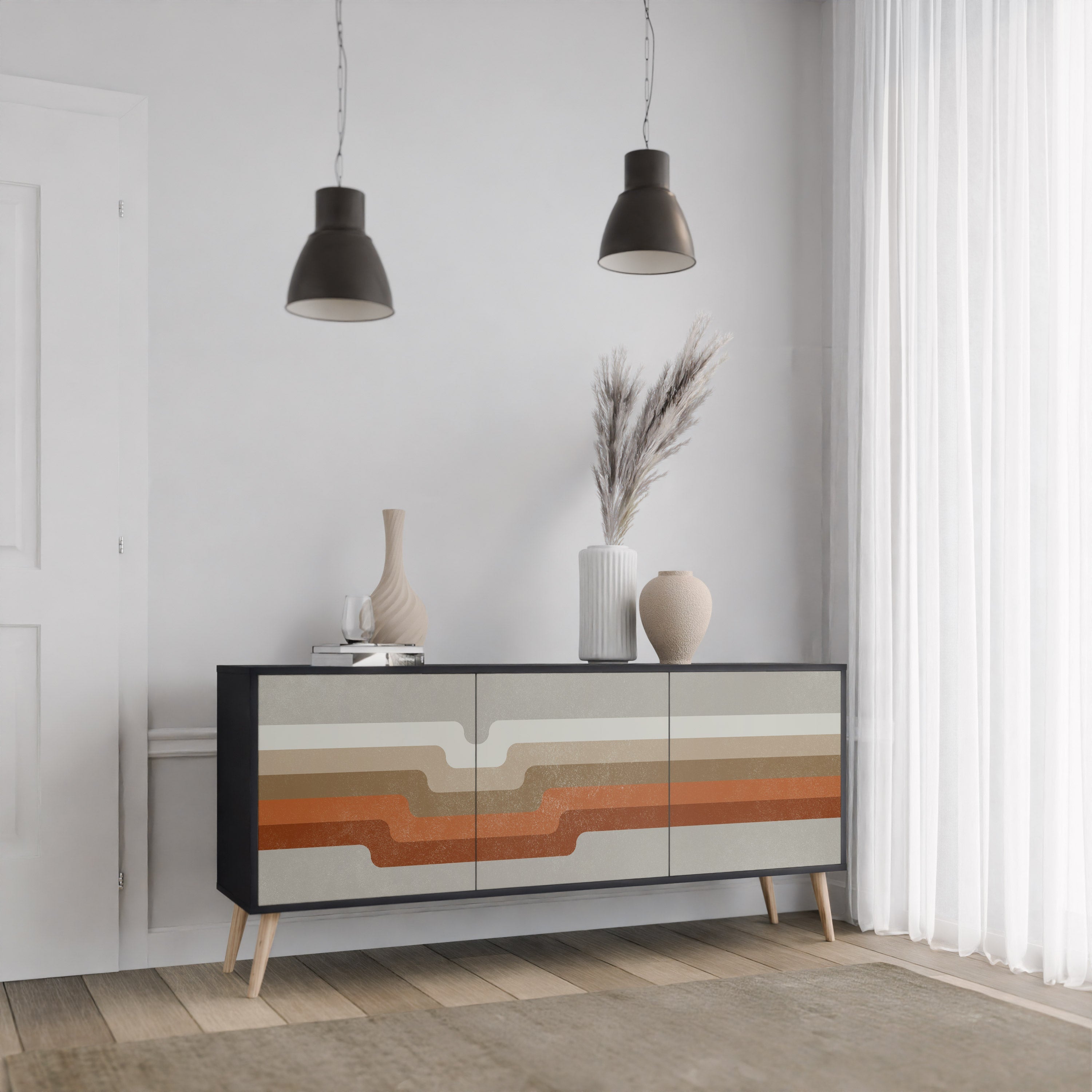 PECULIAR TRAIL 3-türiges Sideboard in Schwarz